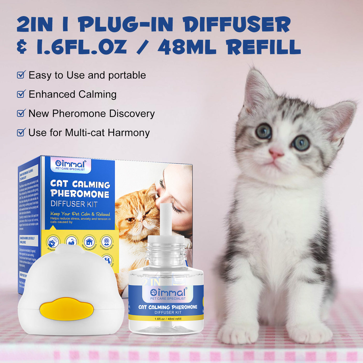 Oimmal Cat Calming Pheromone Diffuser Kit