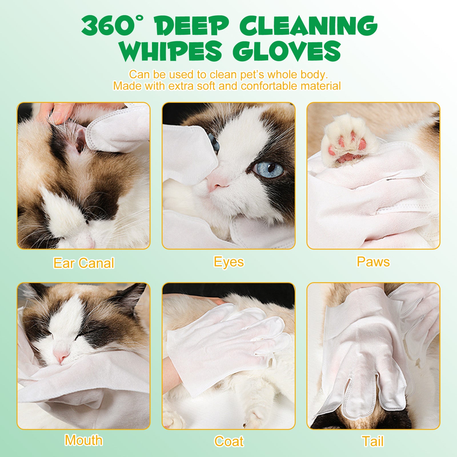 Oimmal Pets Cleaning Gloves Wipes - 8 Pack