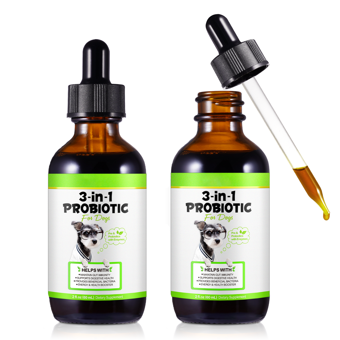 Oimmal 3-in-1 Probiotic Drops for Dogs - LOT of 2