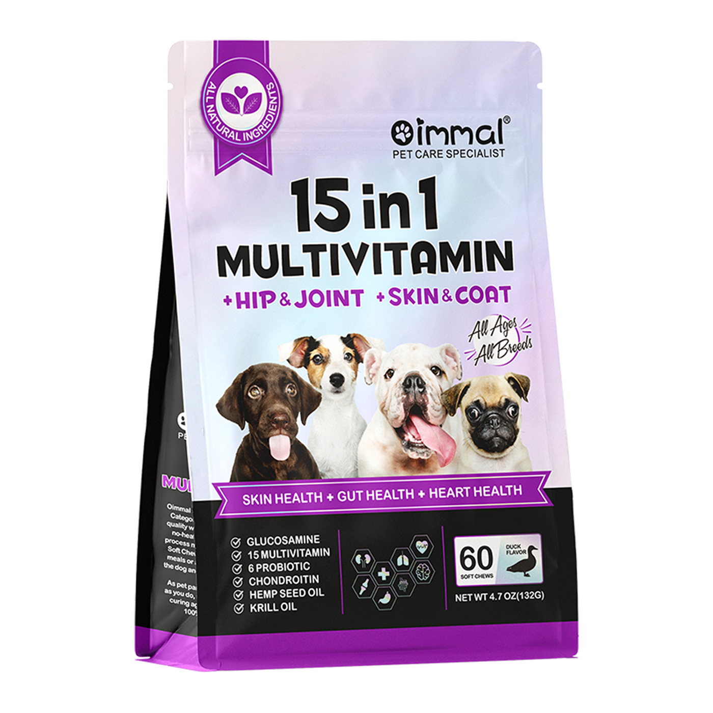 Oimmal 15-IN-1 Multivitamin Soft Chews for Dogs