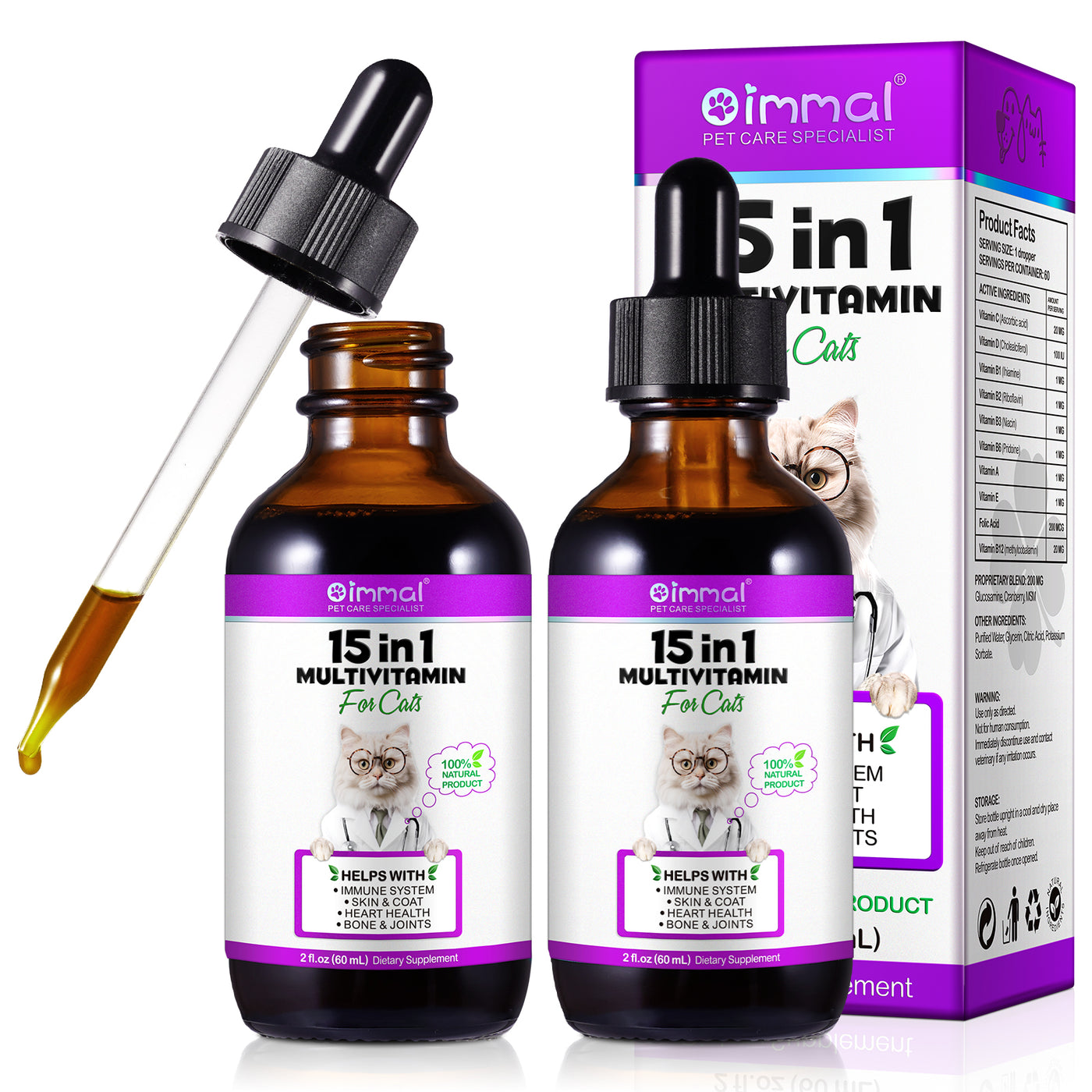 Oimmal Cat 15 in1 Multivitamin Drops - 2Pack