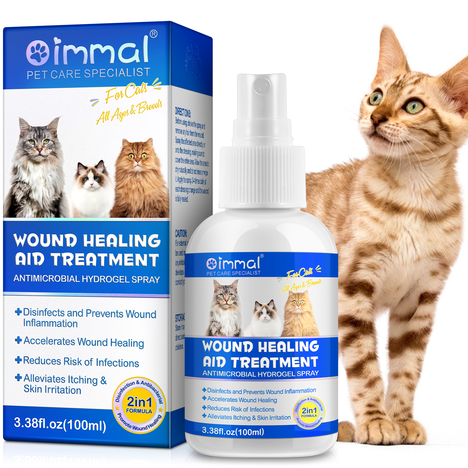 Oimmal Cat Wound Healing Spray 100ml - 2Pack