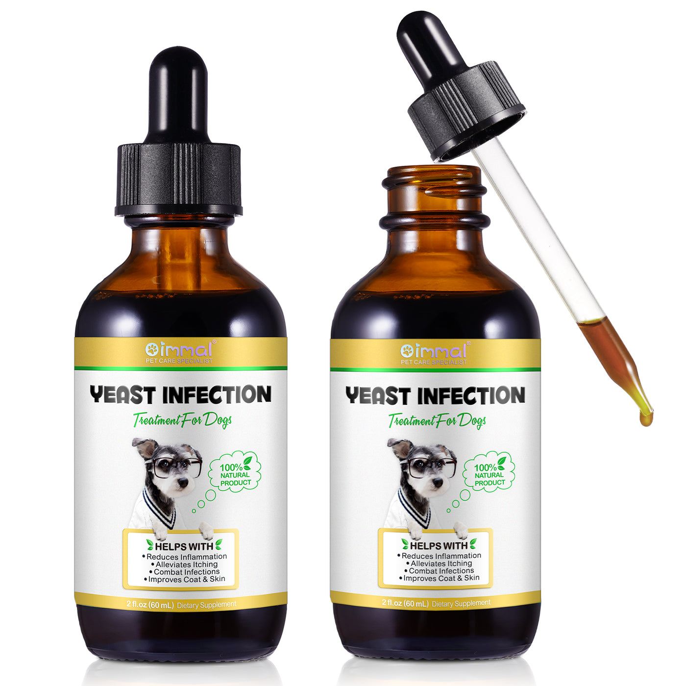 Oimmal Yeast Infection Treatment Drops for Dogs - LOT of 2