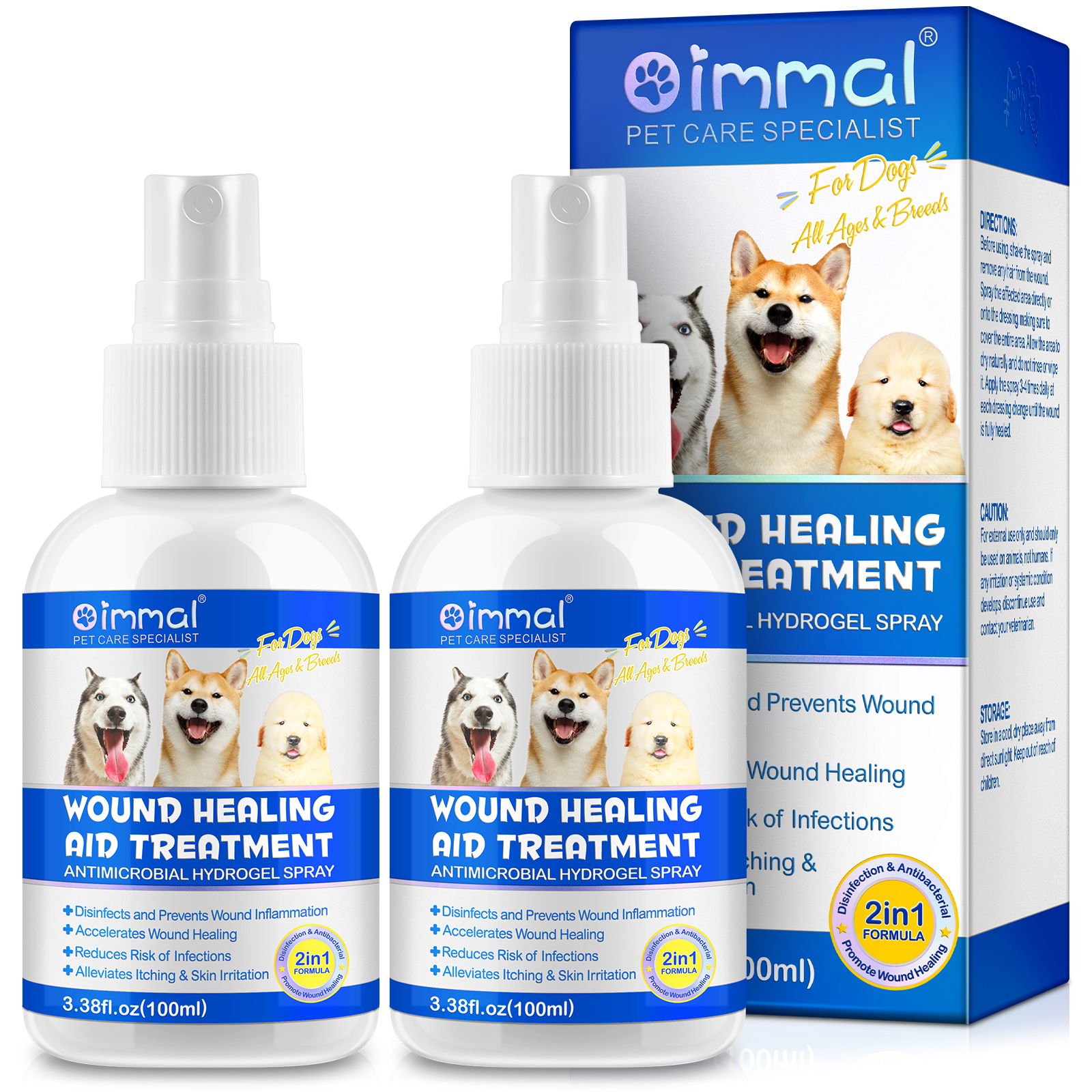 Oimmal Dog Wound Healing Spray 100ml - 2Pack