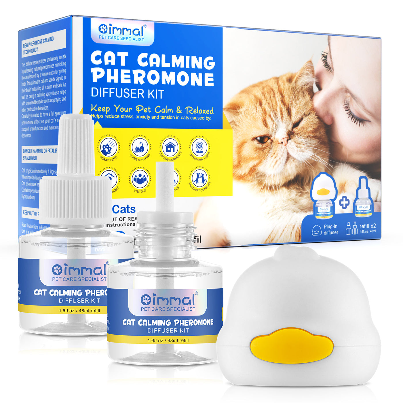 Oimmal Cat Calming Pheromone Diffuser Kit - 4 Bottles