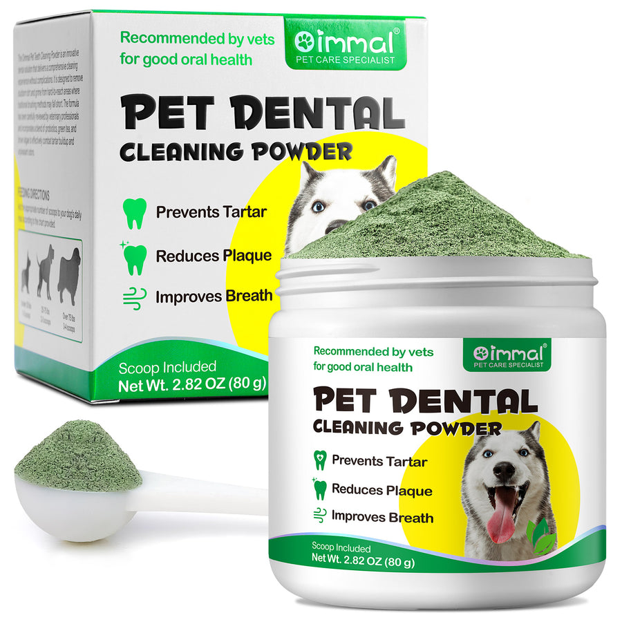 Oimmal Pet Dental Cleaning Powder 80g + 50P Teeth Cleaning Wipes