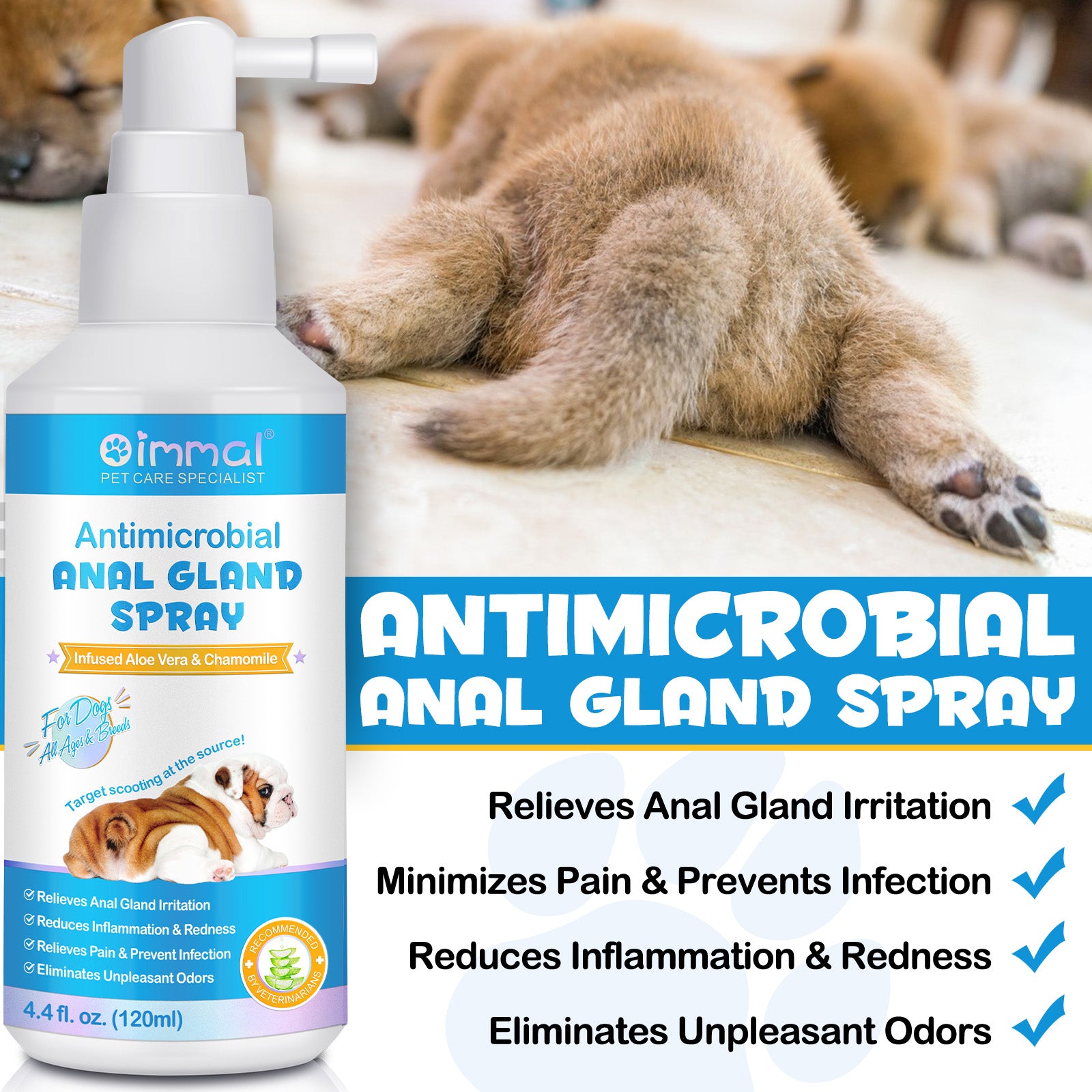 Oimmal Antimicrobial Anal Gland Spray for Dog - 2Pack