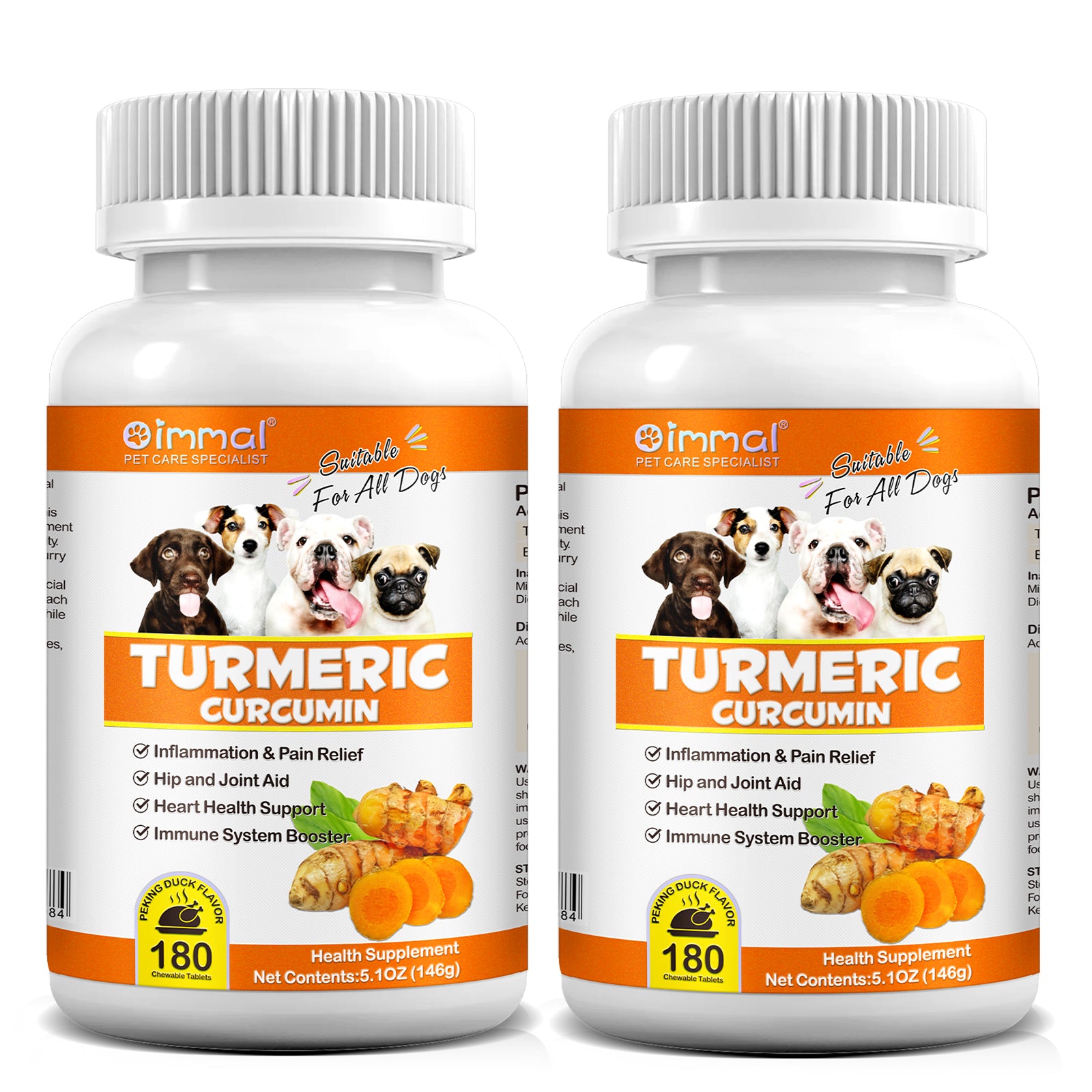 Oimmal Turmeric Curcumin Supplement for Dogs - 2 Packs