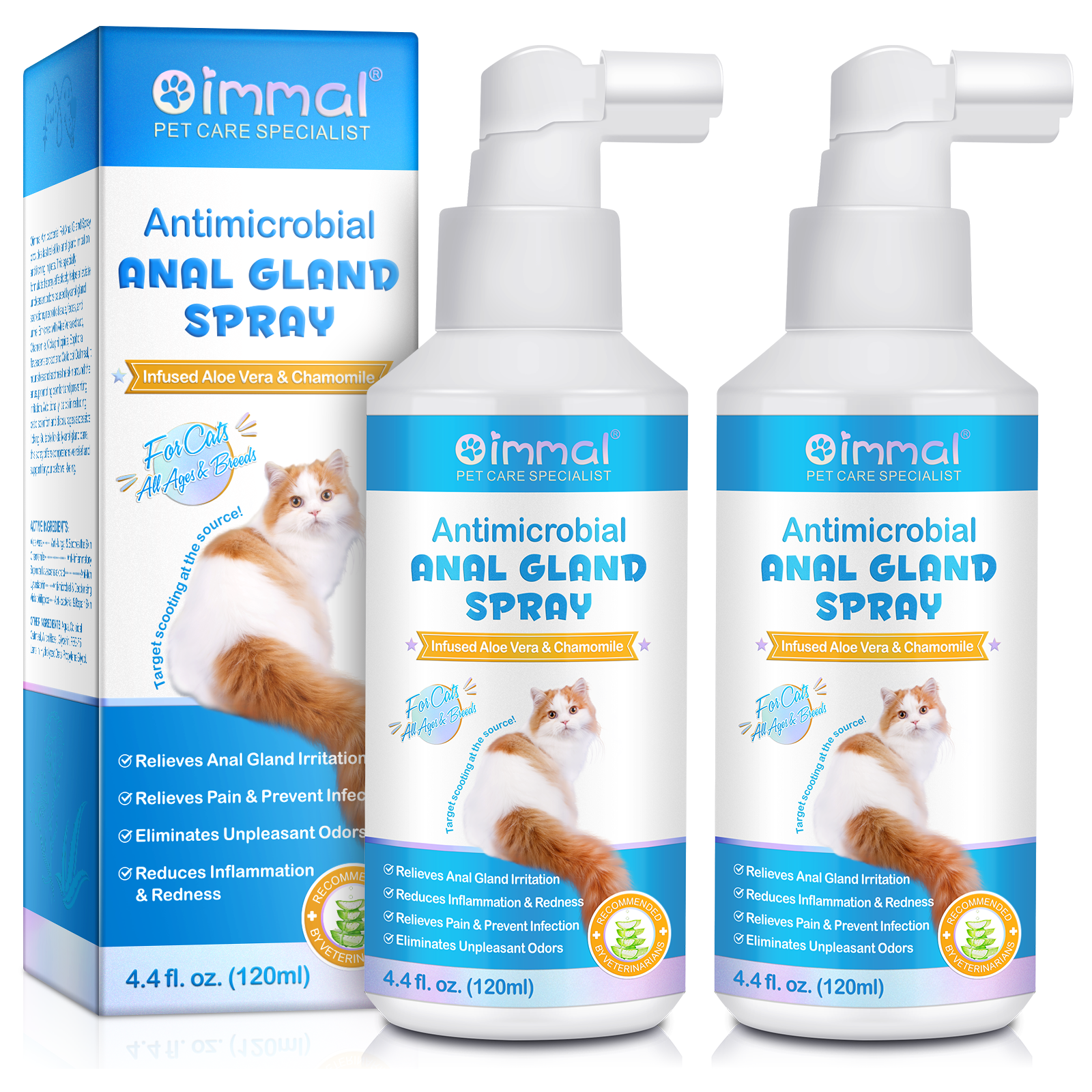 Oimmal Antimicrobial Anal Gland Spray for Cat - 2Pack