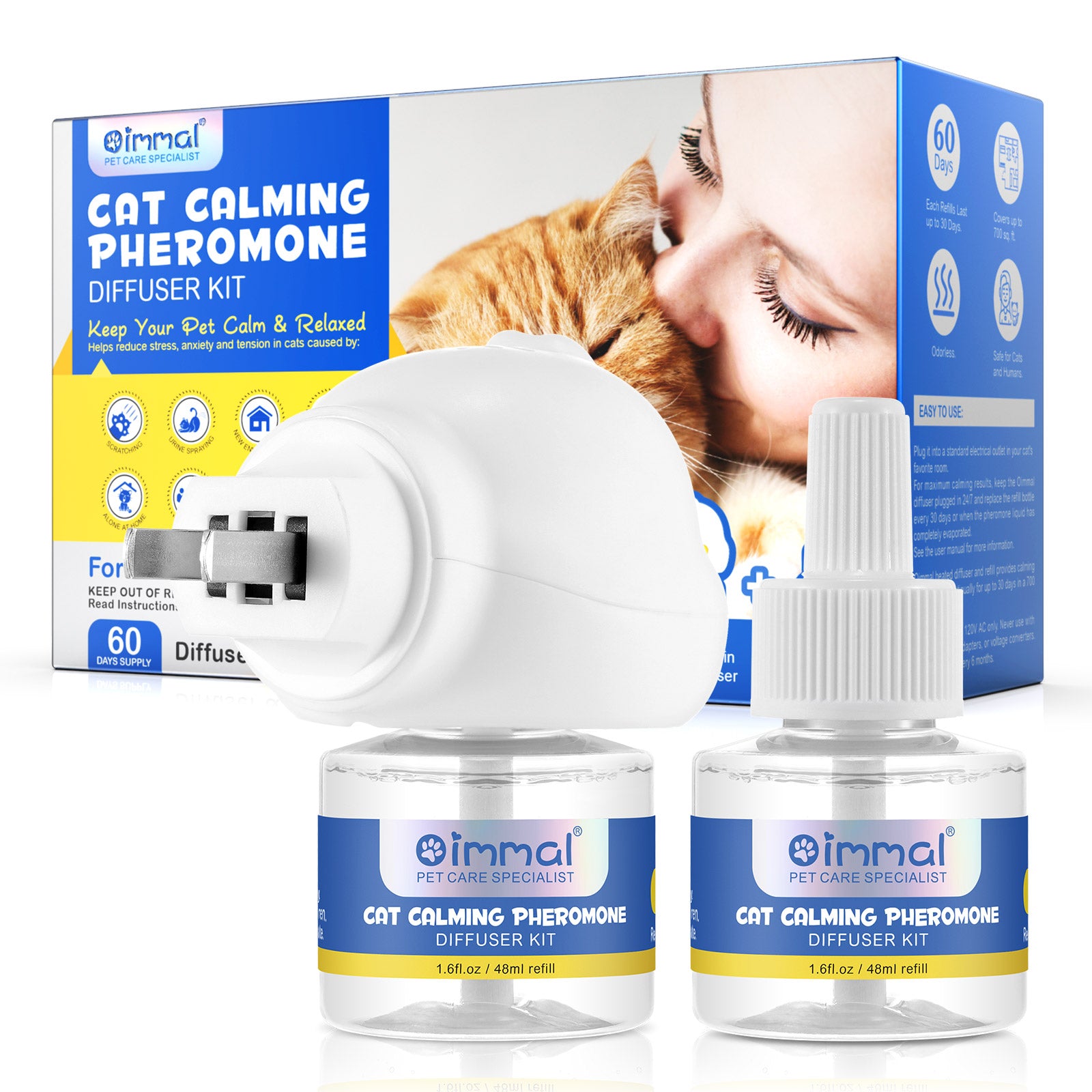 Oimmal Cat Calming Pheromone Diffuser Kit - 4 Bottles