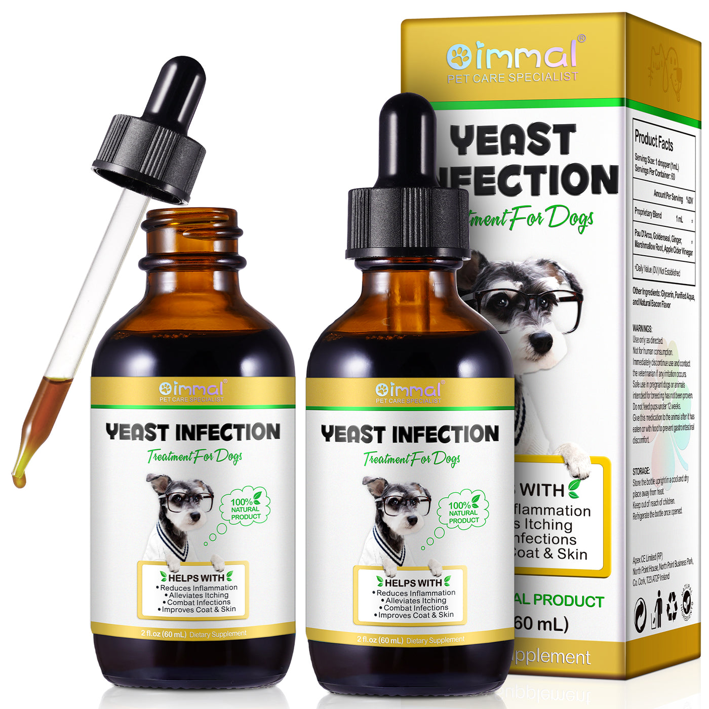 Oimmal Yeast Infection Treatment Drops for Dogs - LOT of 2