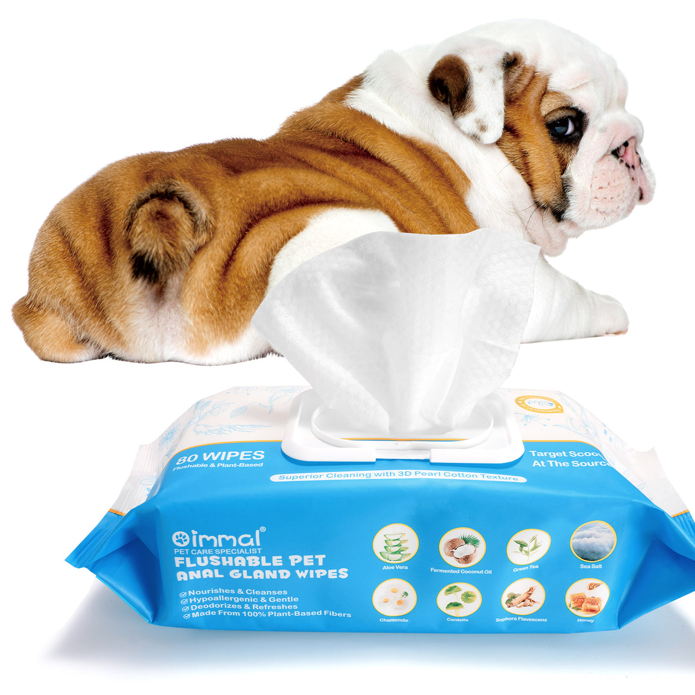 Oimmal Flushable Pet Anal Gland Wipes 80P