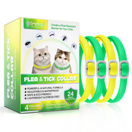 Oimmal Flea & Tick Collar for Cats (4 Collars) - Green&Yellow