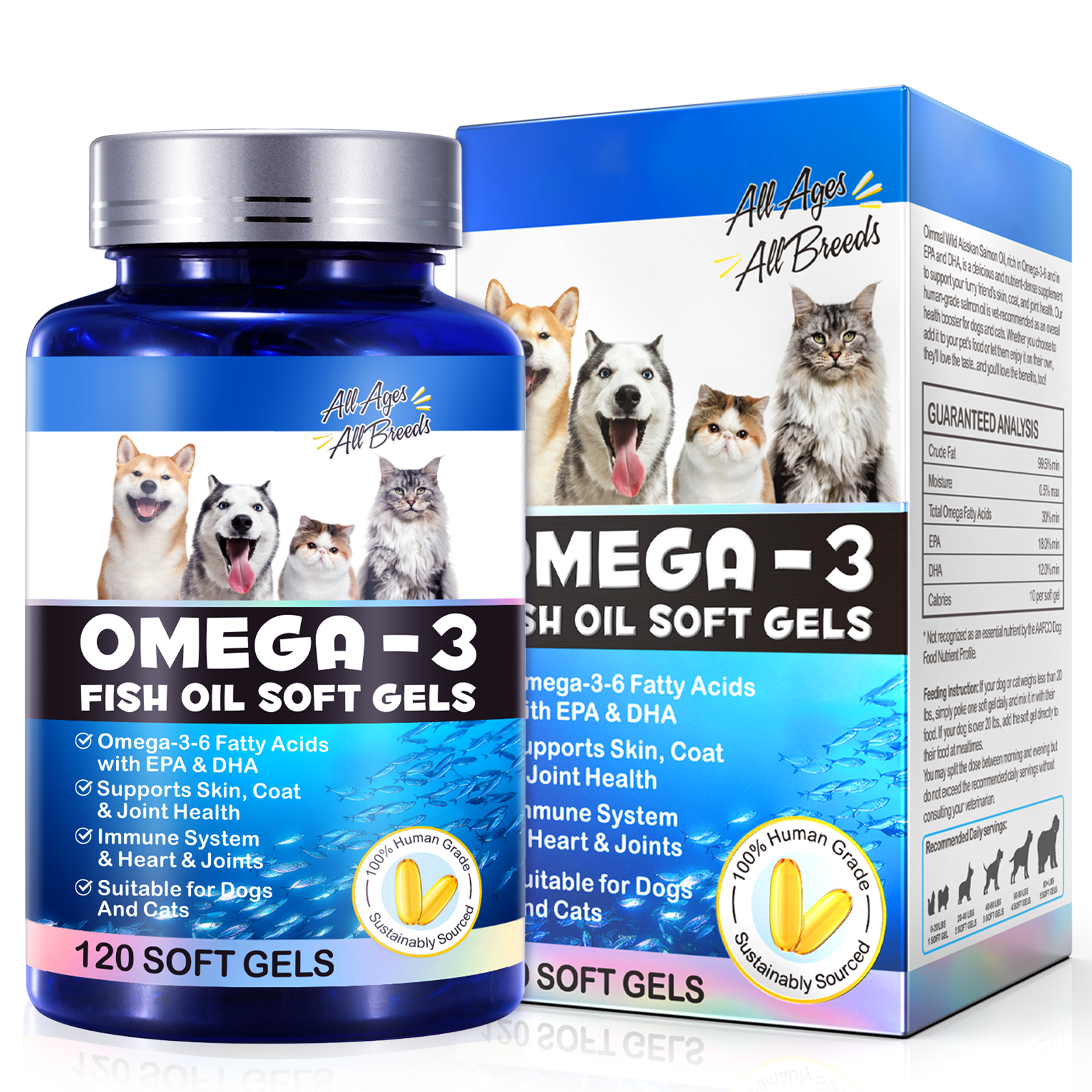 Oimmal Omega-3 Fish Oil Soft Gels for Pets