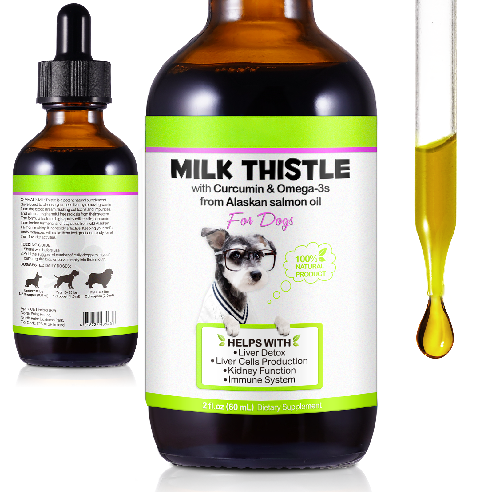 Oimmal Milk Thistle Drops for Dogs - LOT of 2