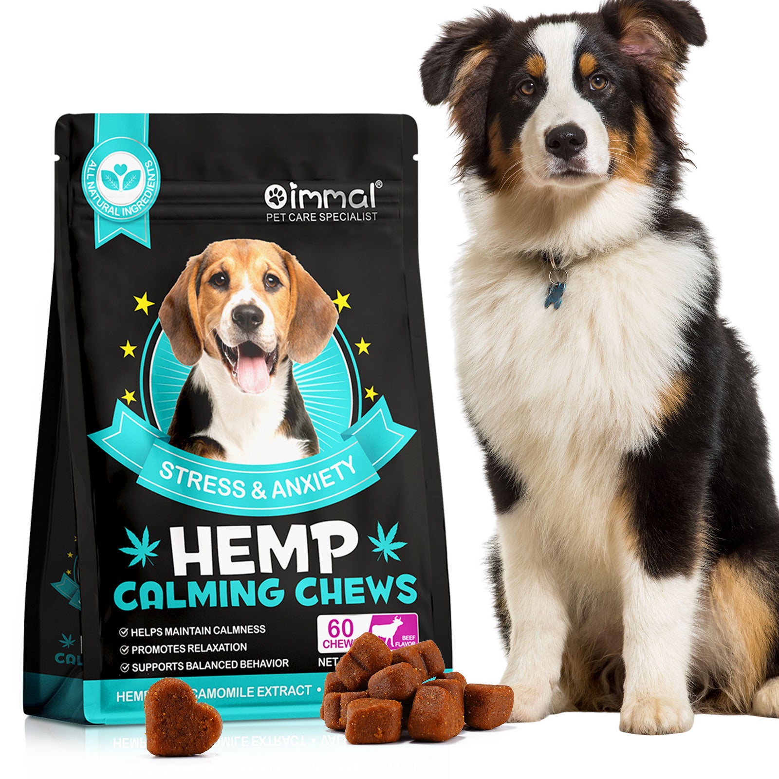 Oimmal Hemp Calming Chews - 60 Chews / Beef Flavor