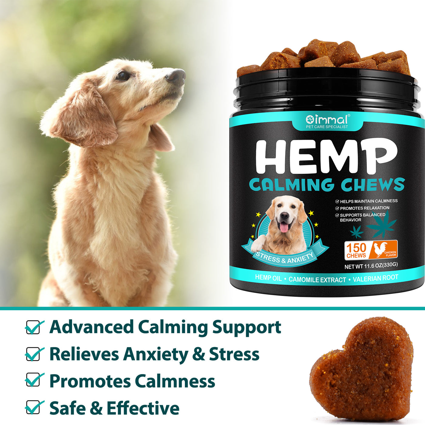 Oimmal Calming Chews for Dogs 150 Count