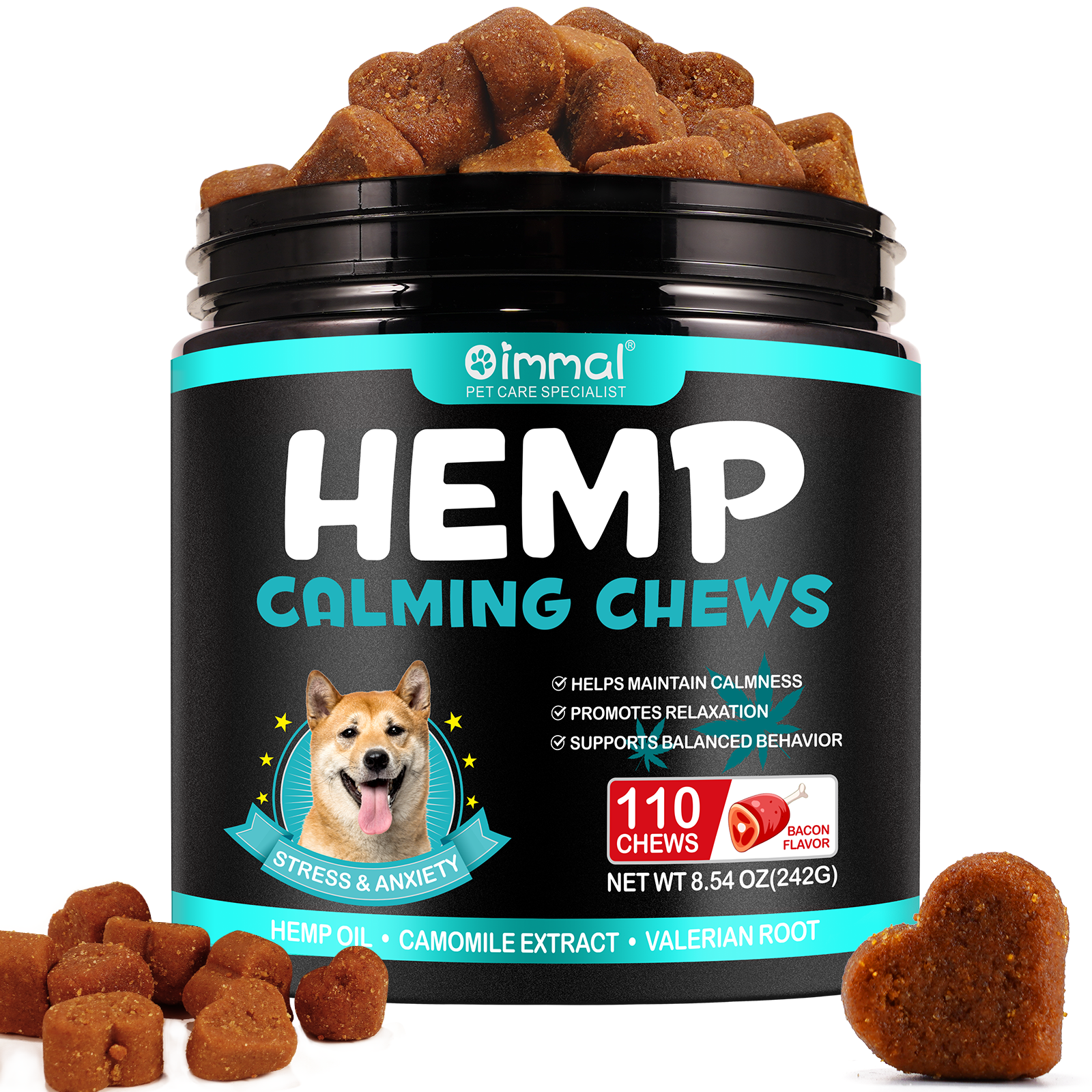 Oimmal Hemp Calming Chews / Bacon Flavor - 2 Packs