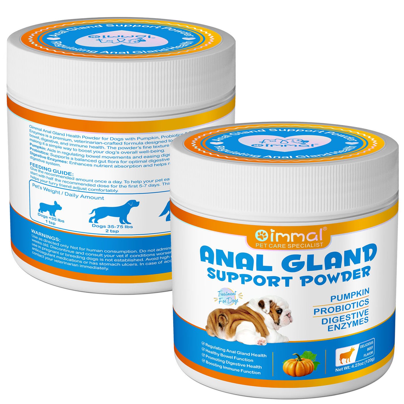 Oimmal Dogs Anal Gland Support Powder 120g - 2Pack