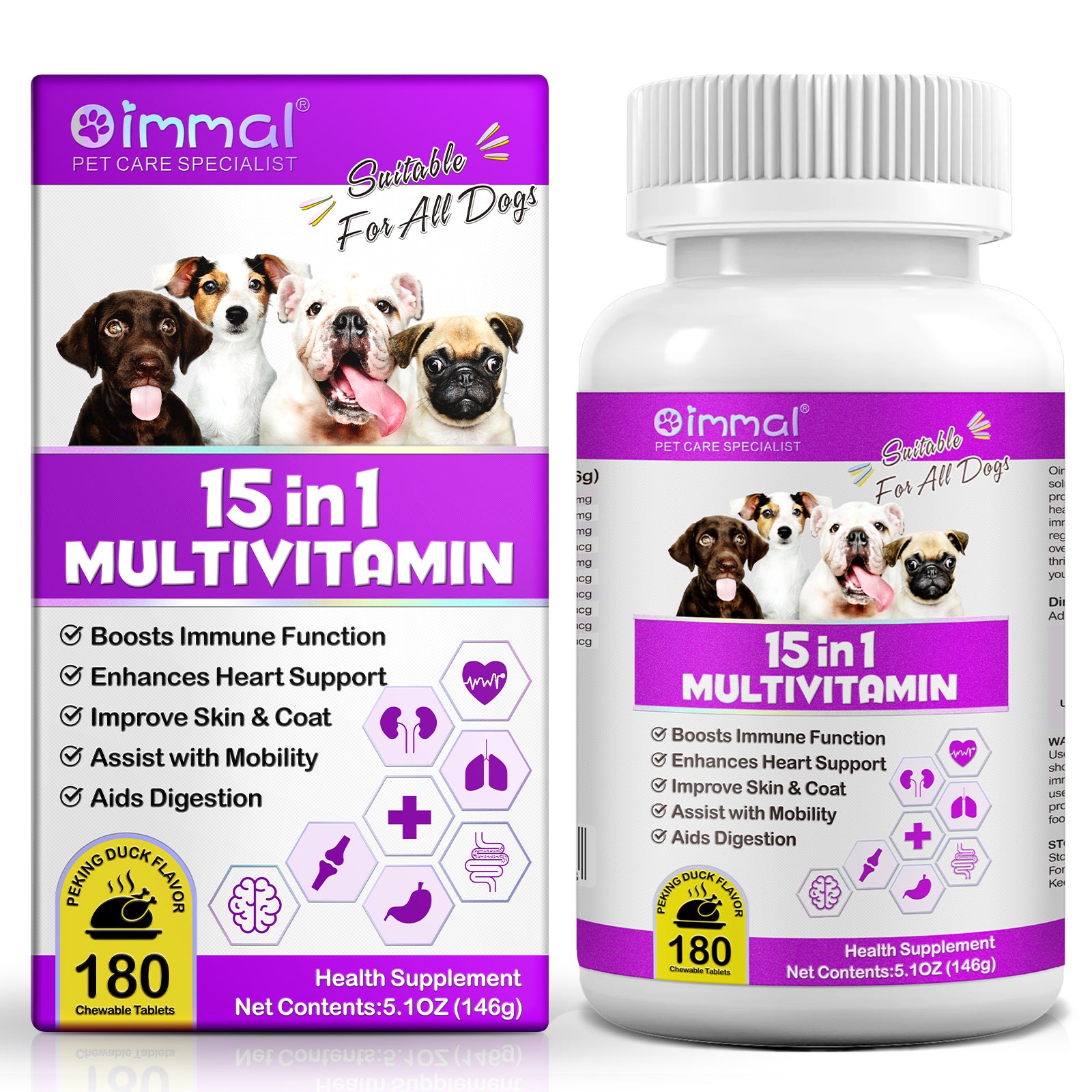 Oimmal 15-IN-1 Multivitamins Supplement for Dogs