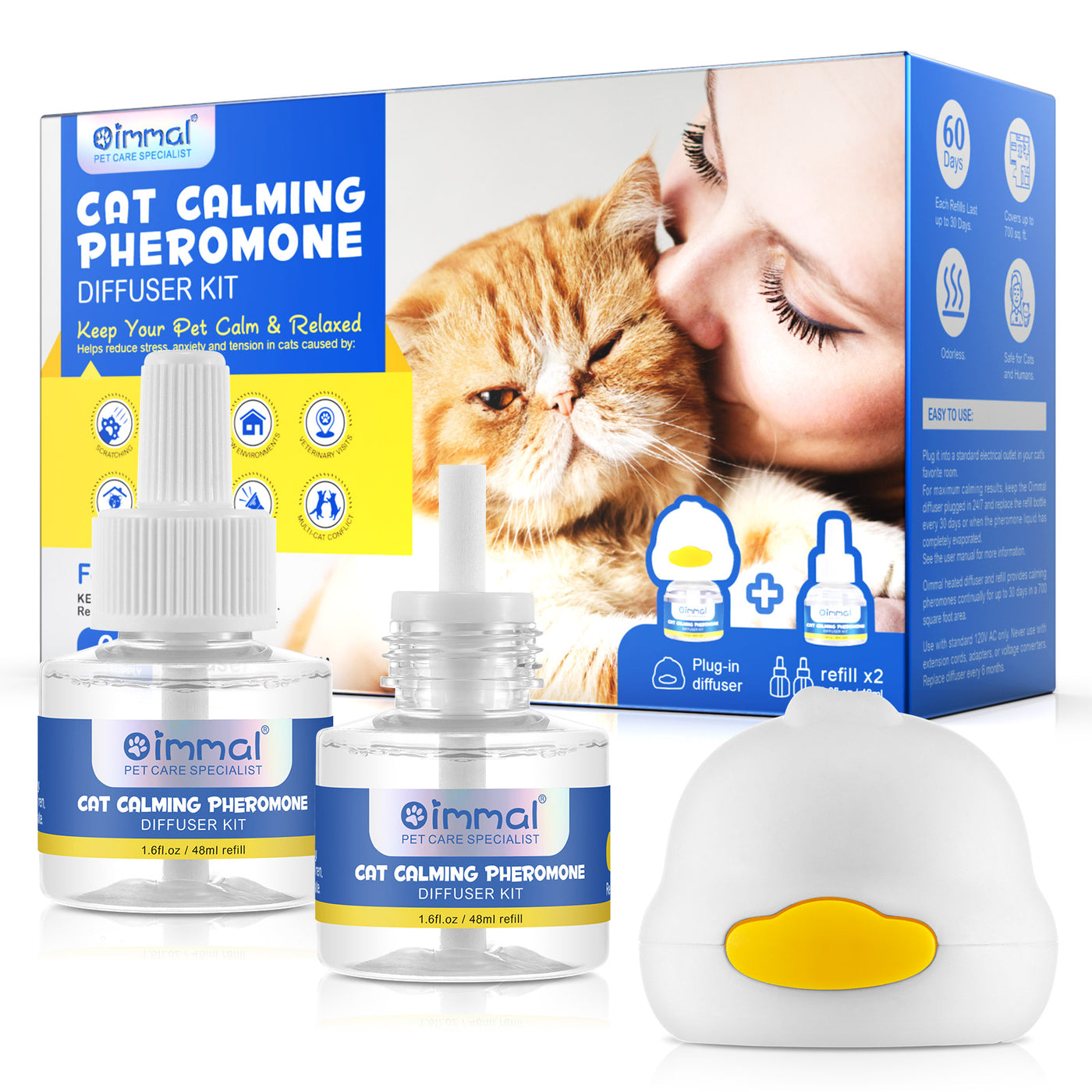 Oimmal Cat Calming Pheromone Diffuser Kit - 4 Bottles