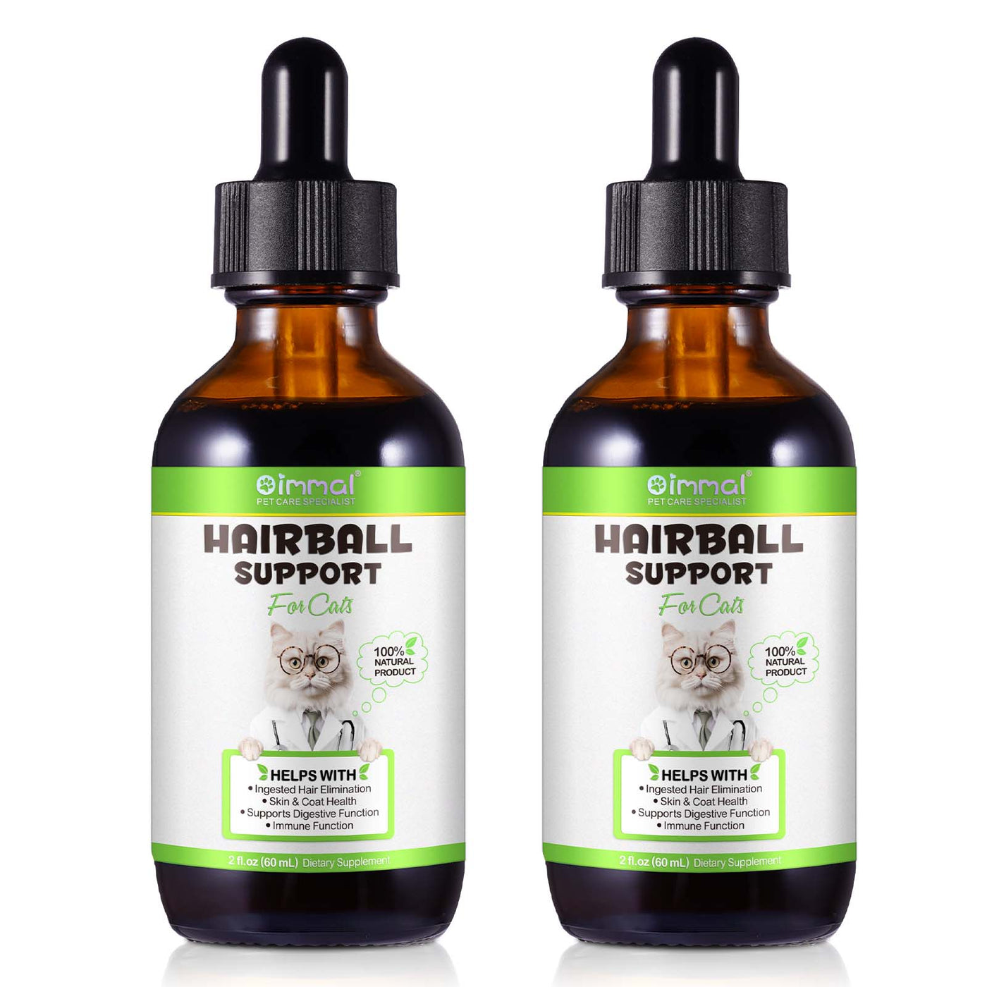 Oimmal Cat Hairball Support Drops 60ml - 2Pack