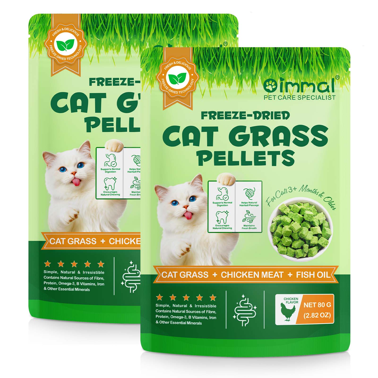 Oimmal Cat Grass Pellets 80g - 2Pack