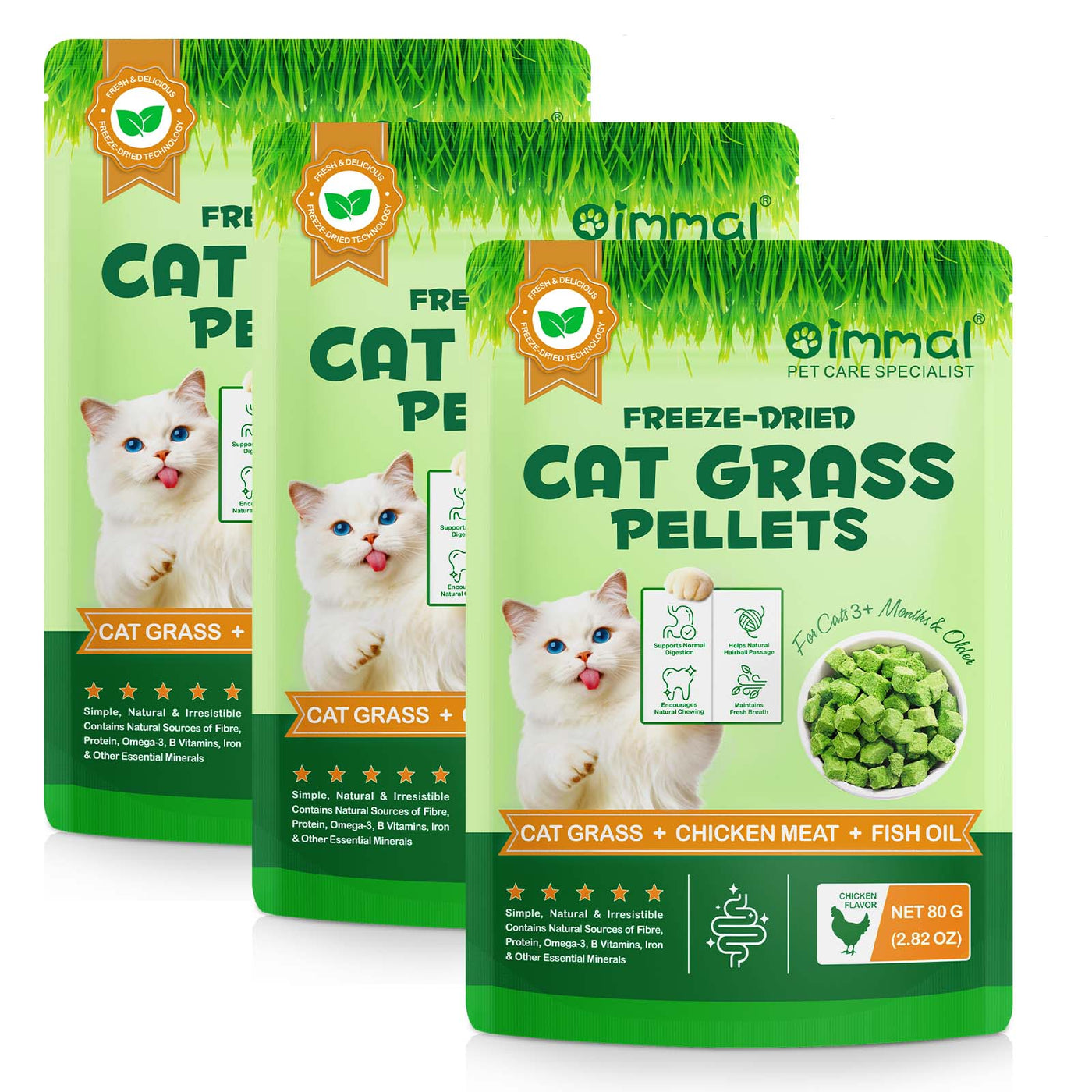 Oimmal Cat Grass Pellets 80g - 3Pack