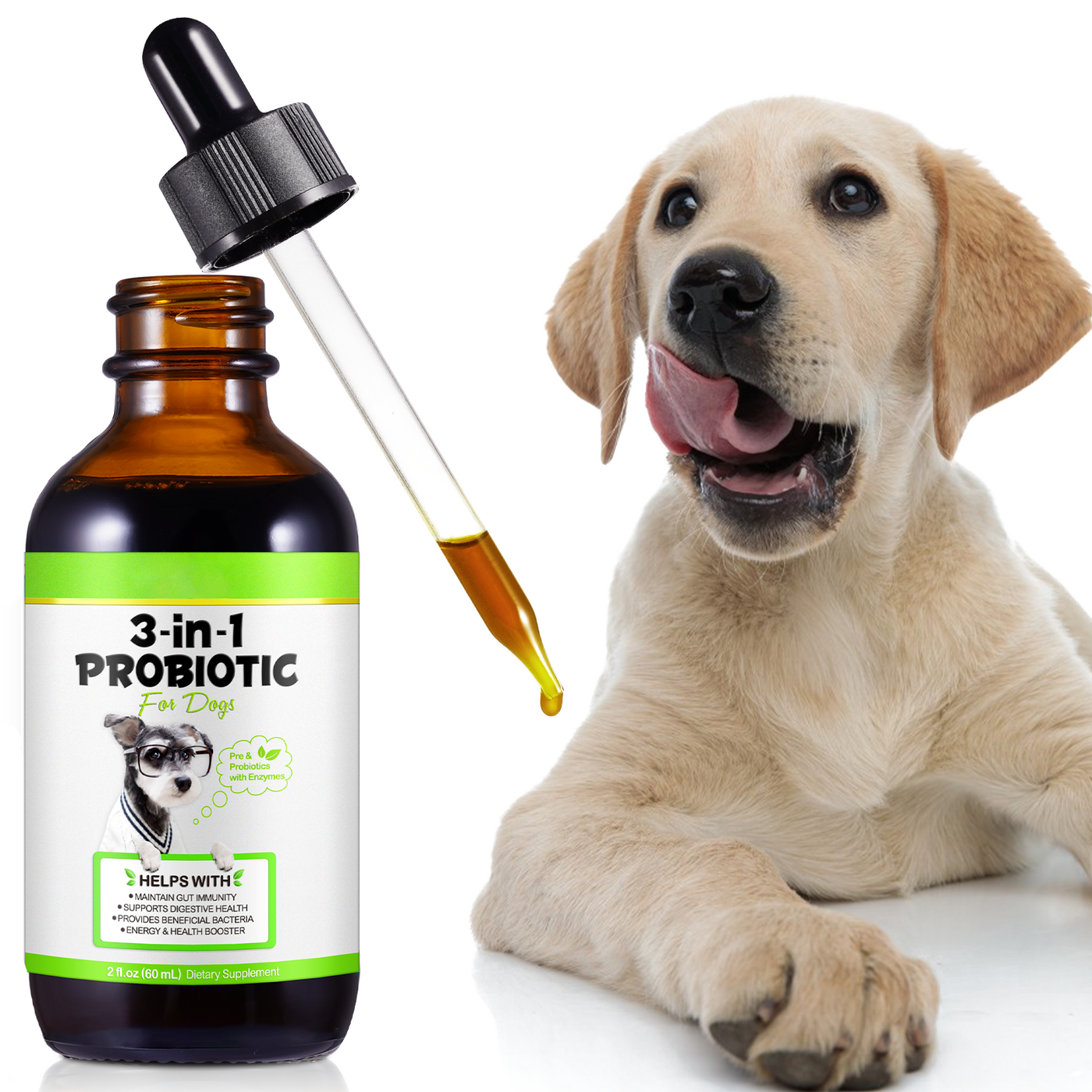 Oimmal 3-in-1 Probiotic Drops for Dogs - LOT of 2