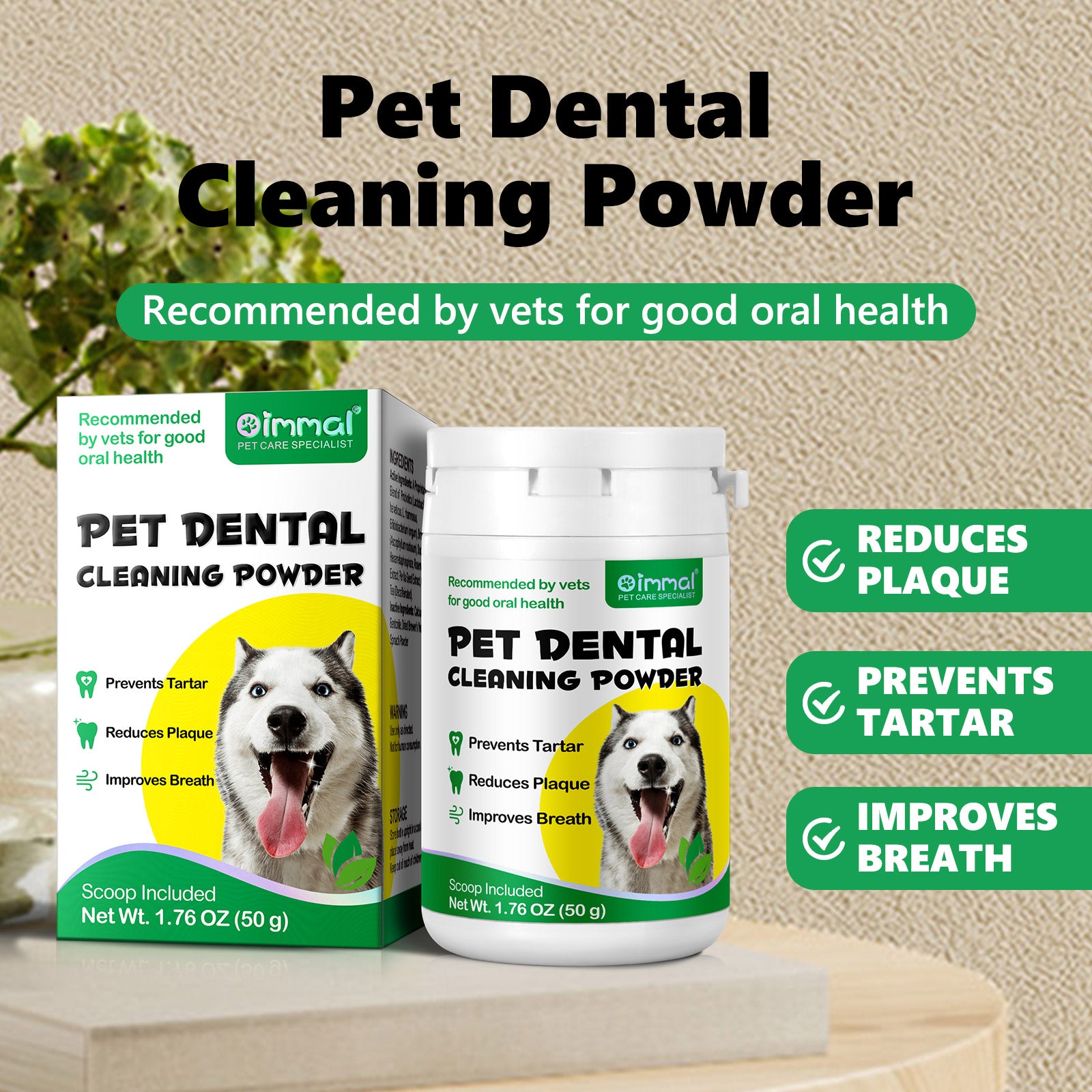 Oimmal Pet Dental Cleaning Powder 50g - 2Pack