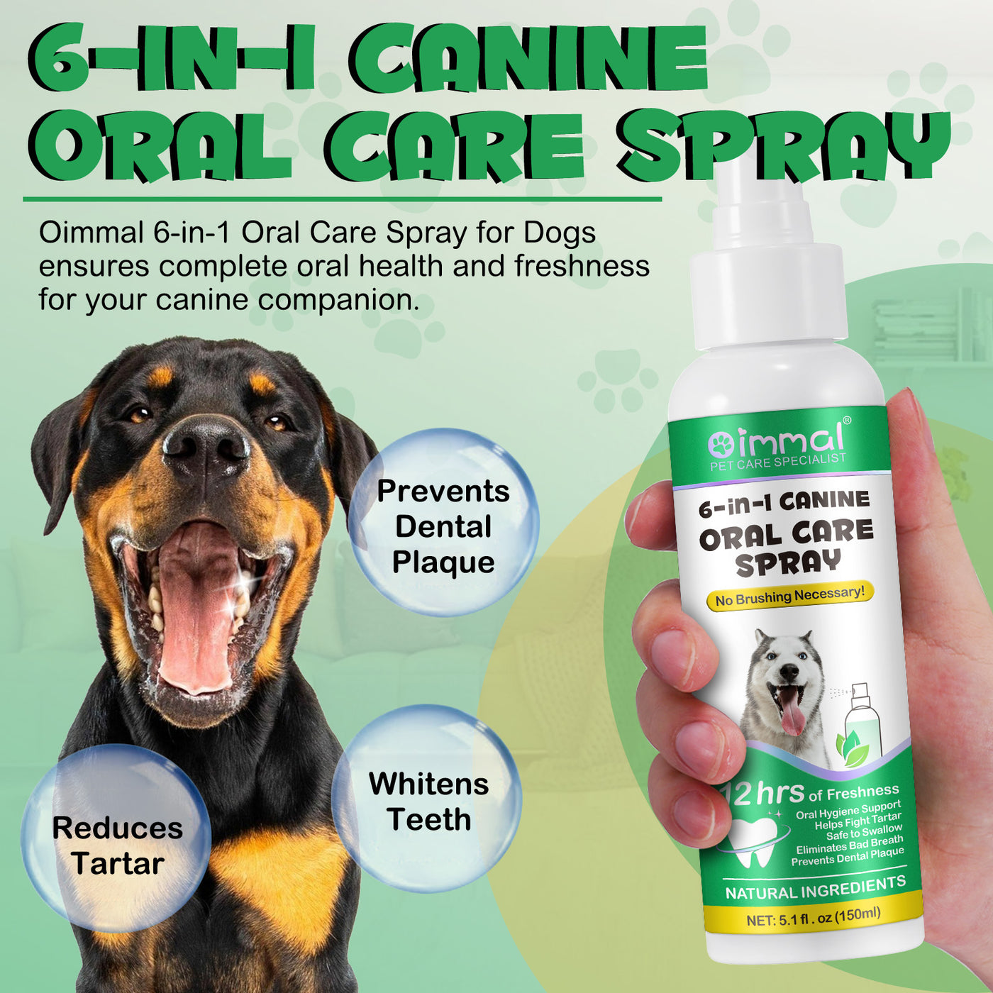 Oimmal 6-in-1 Canine Oral Care Spray 150ml