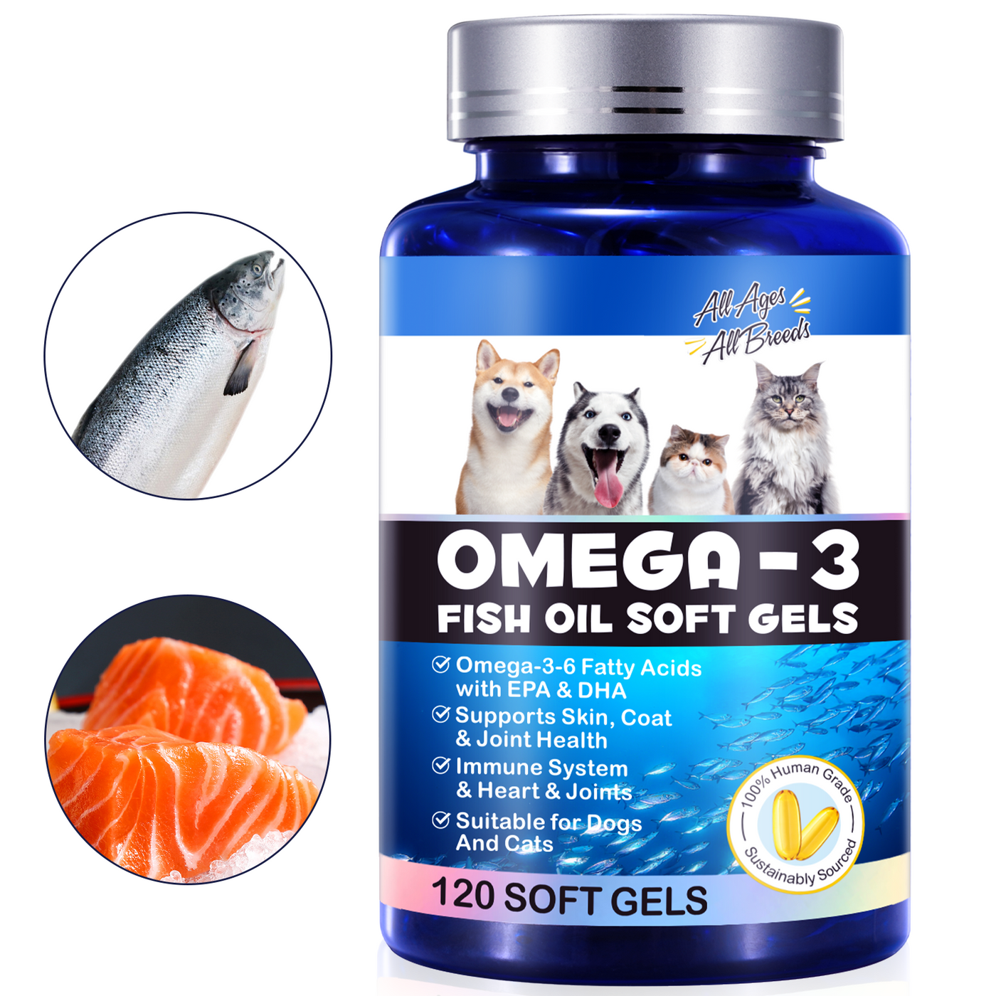 Oimmal Omega-3 Fish Oil Soft Gels for Pets