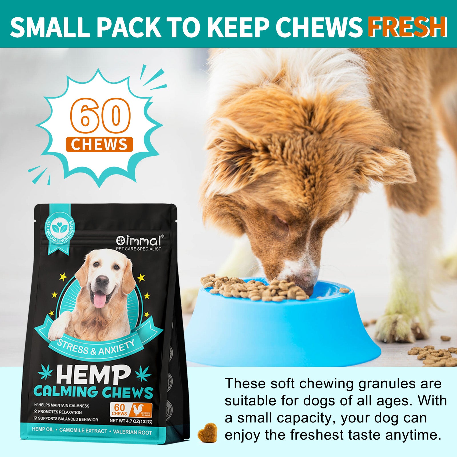 Oimmal Hemp Calming Chews - 60 Chews / Chicken Flavor