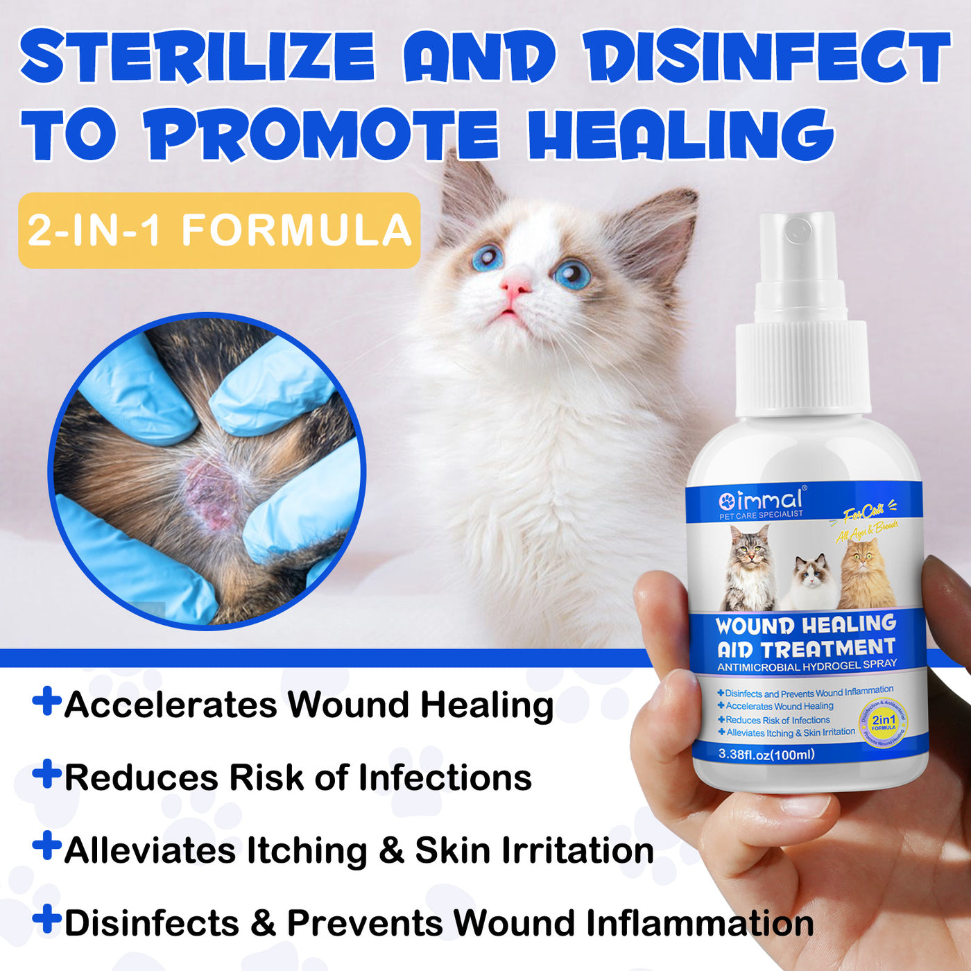 Oimmal Cat Wound Healing Spray 100ml - 2Pack