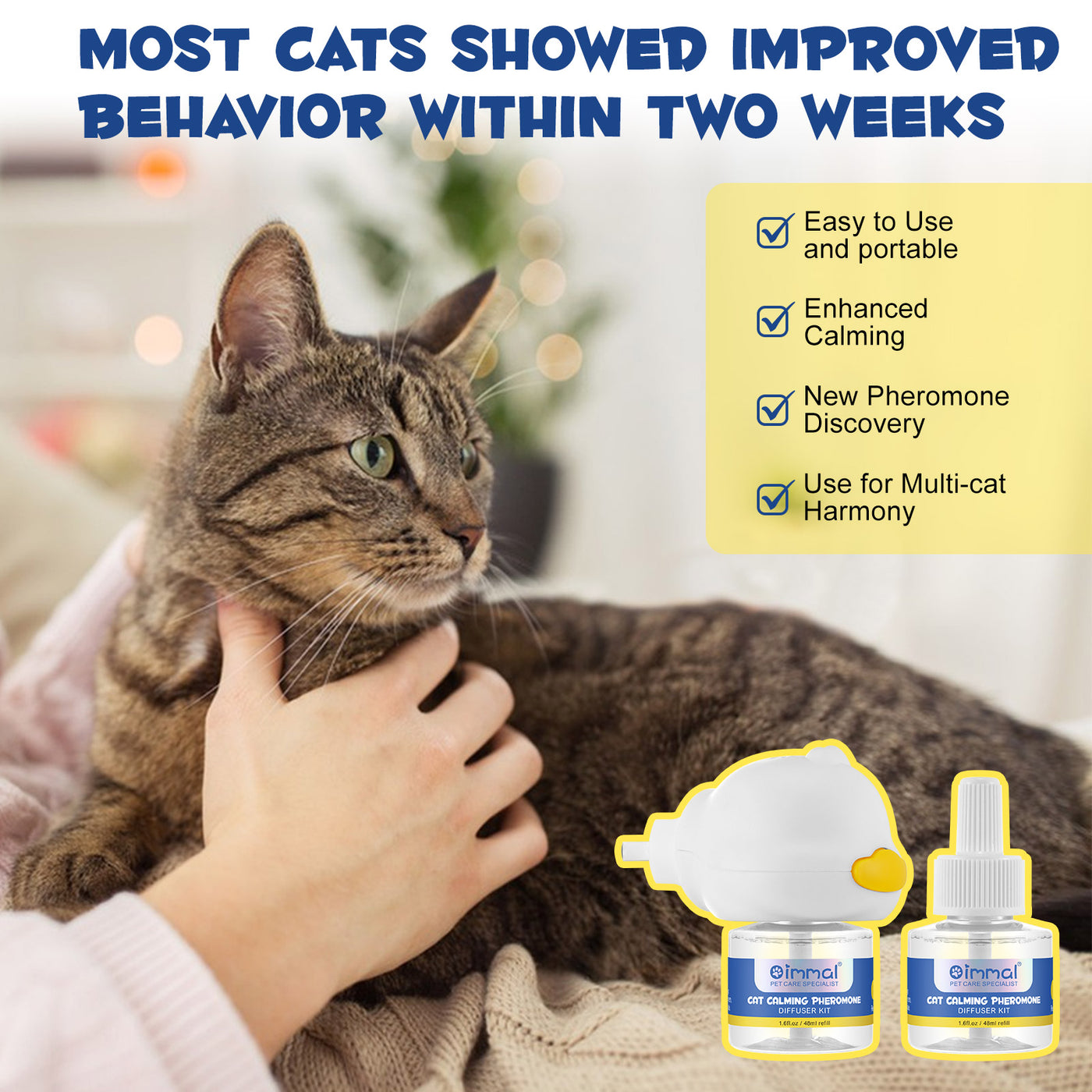 Oimmal Cat Calming Pheromone Diffuser Kit - 4 Bottles