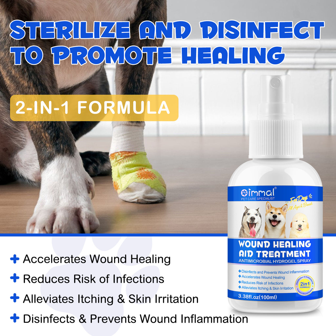 Oimmal Dog Wound Healing Spray 100ml - 2Pack