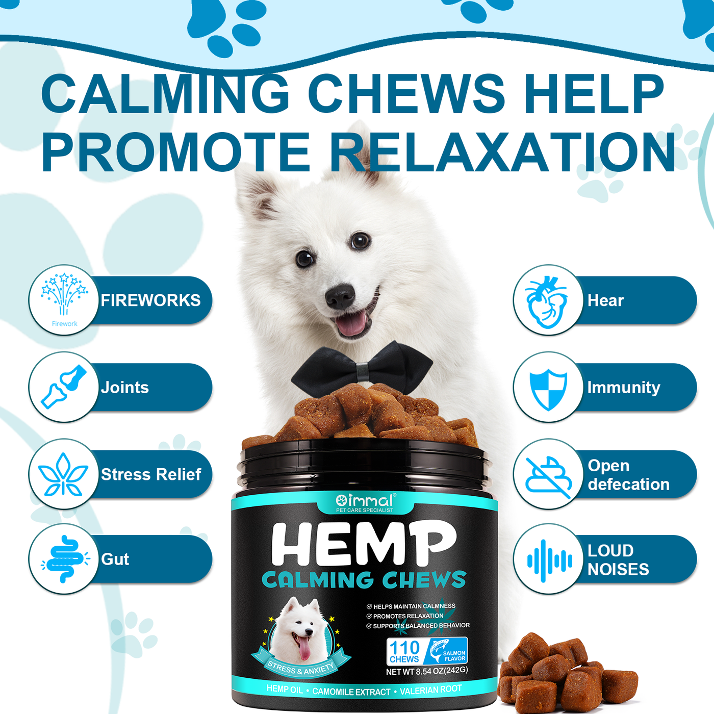 Oimmal Hemp Calming Chews / Salmon Flavor - 3 Packs