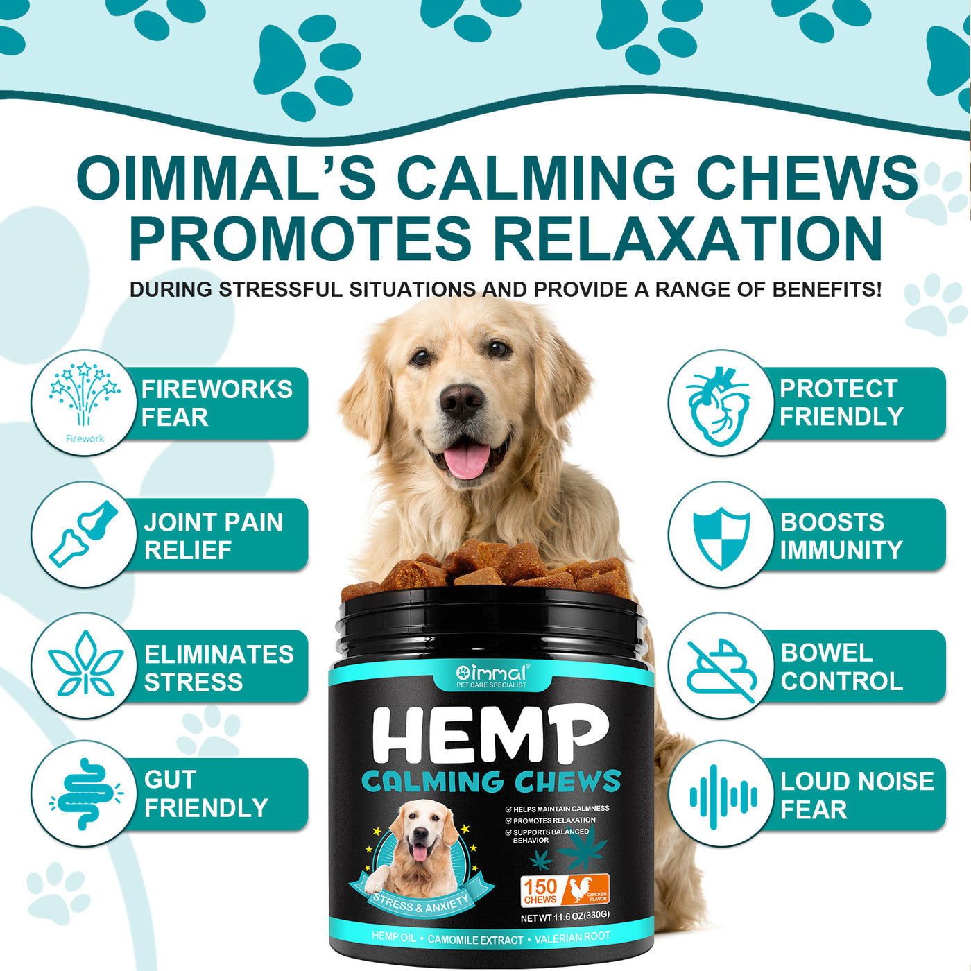 Oimmal Calming Chews for Dogs 150 Count