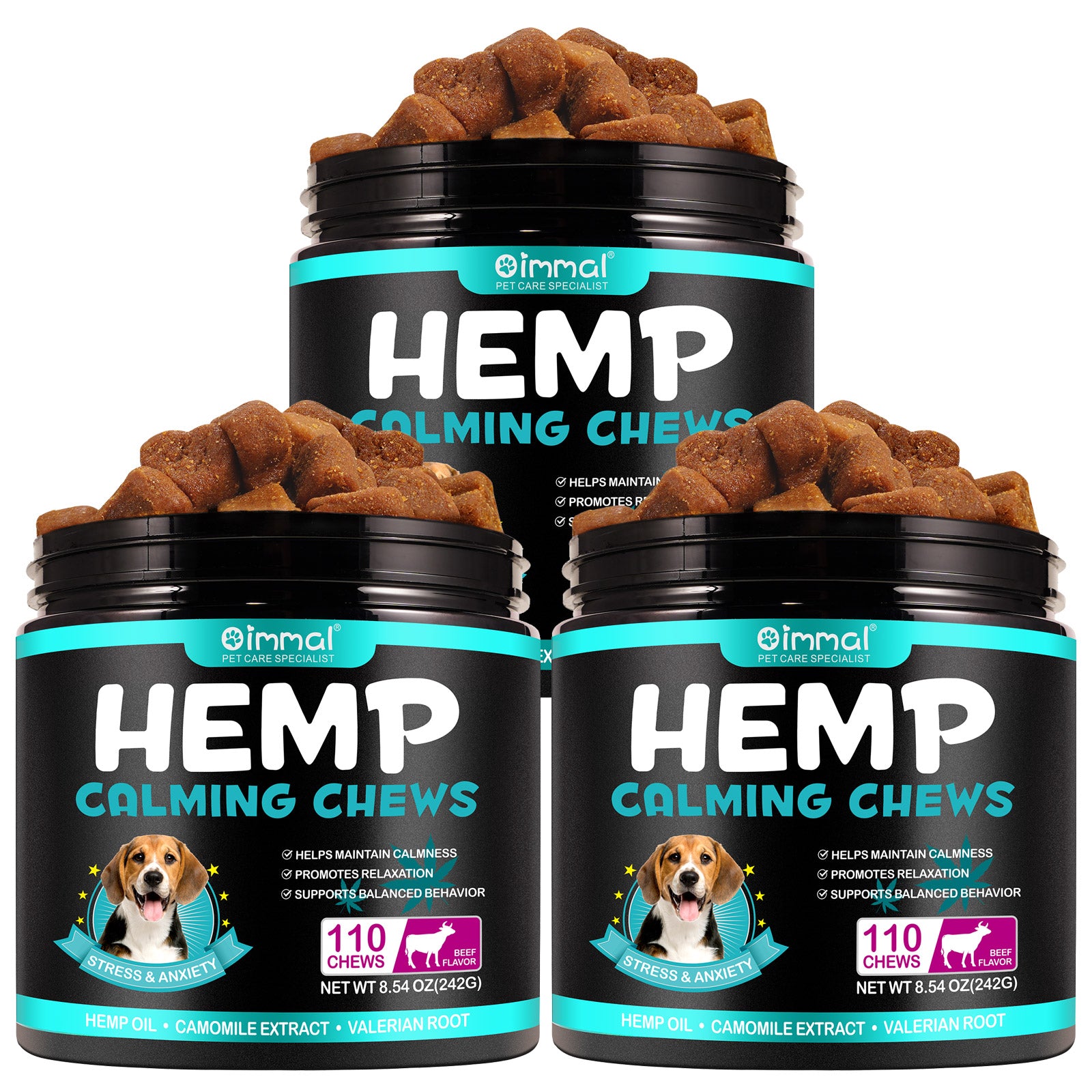 Oimmal Hemp Calming Chews / Beef Flavor - 3 Packs