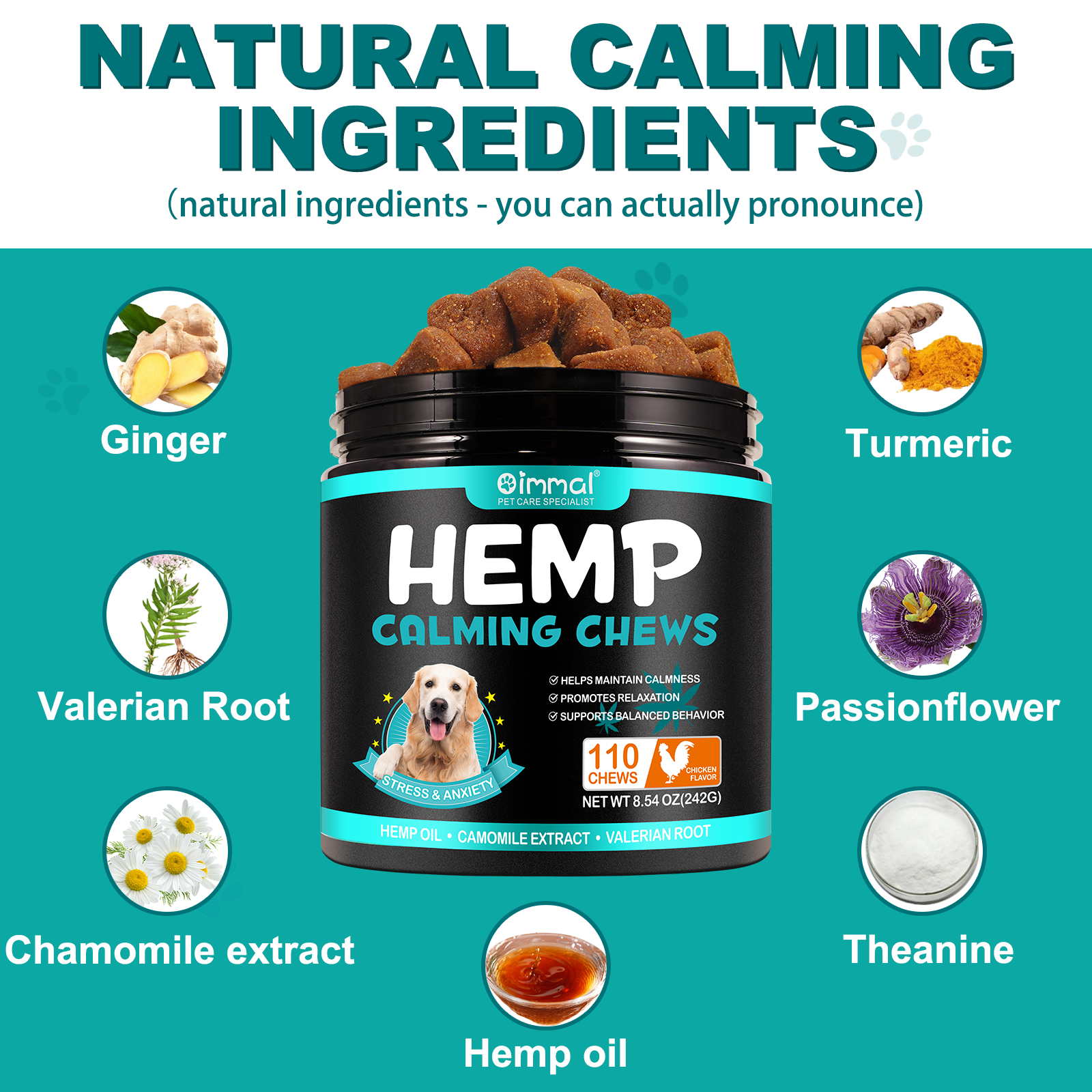 Oimmal Hemp Calming Chews / Chicken Flavor