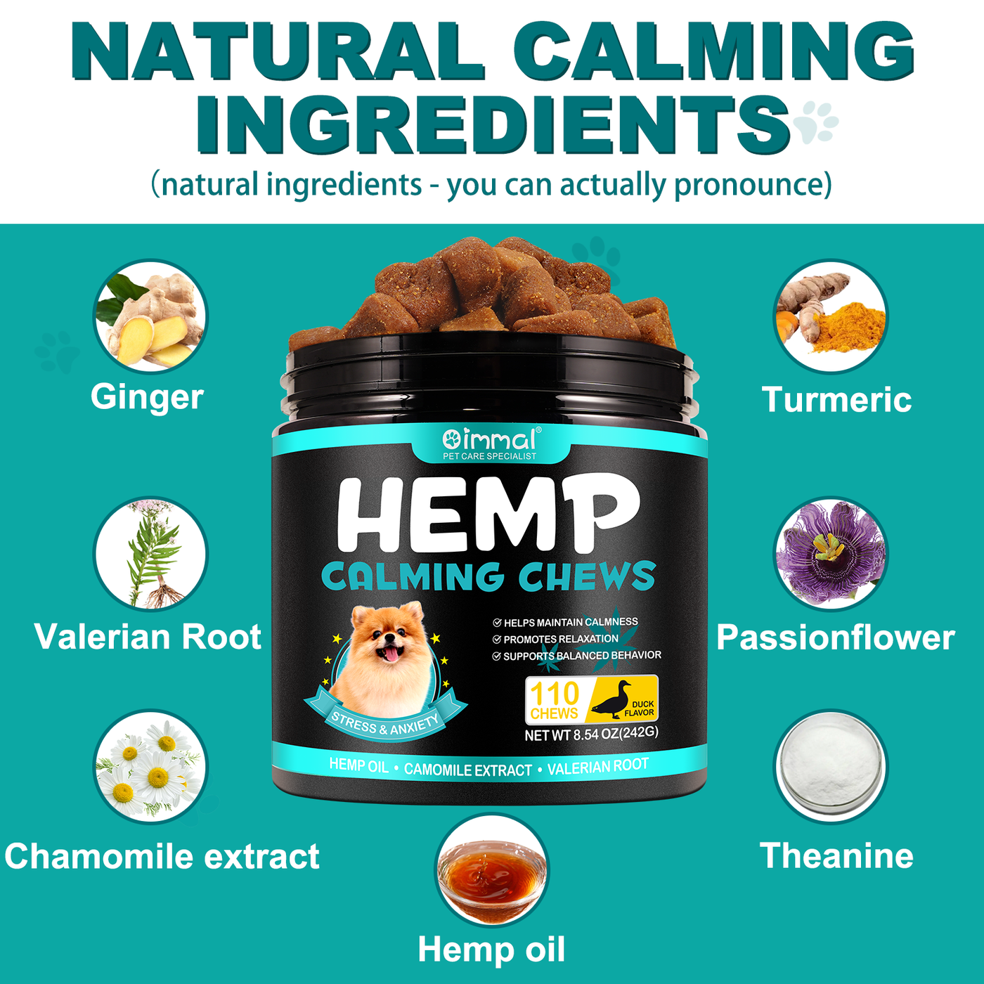 Oimmal Hemp Calming Chews / Duck Flavor