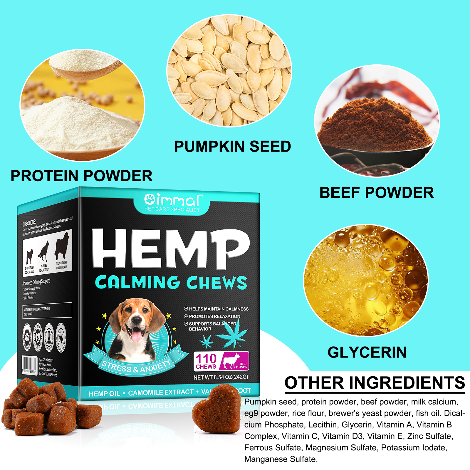 Oimmal Hemp Calming Chews / Beef Flavor