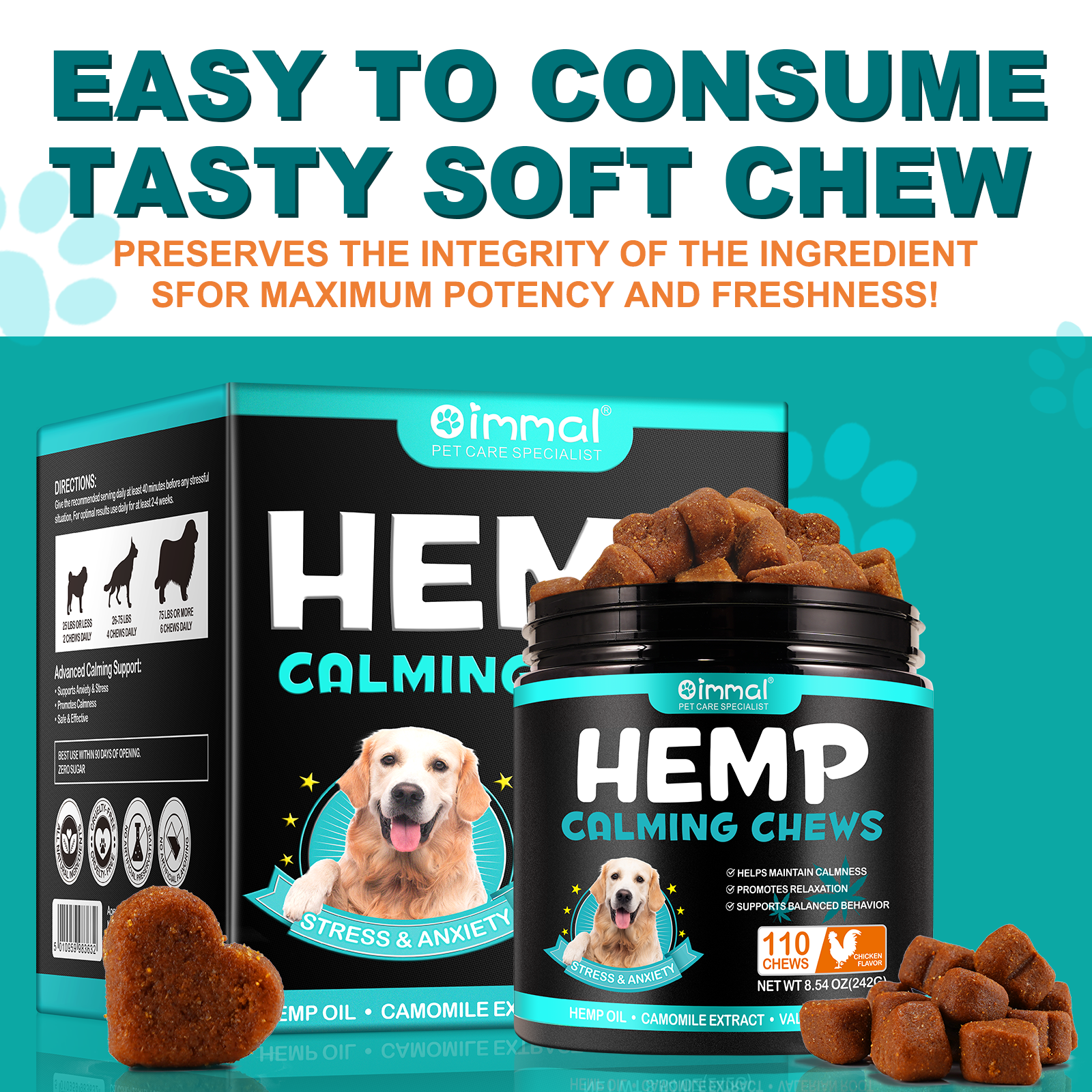 Oimmal Hemp Calming Chews / Chicken Flavor