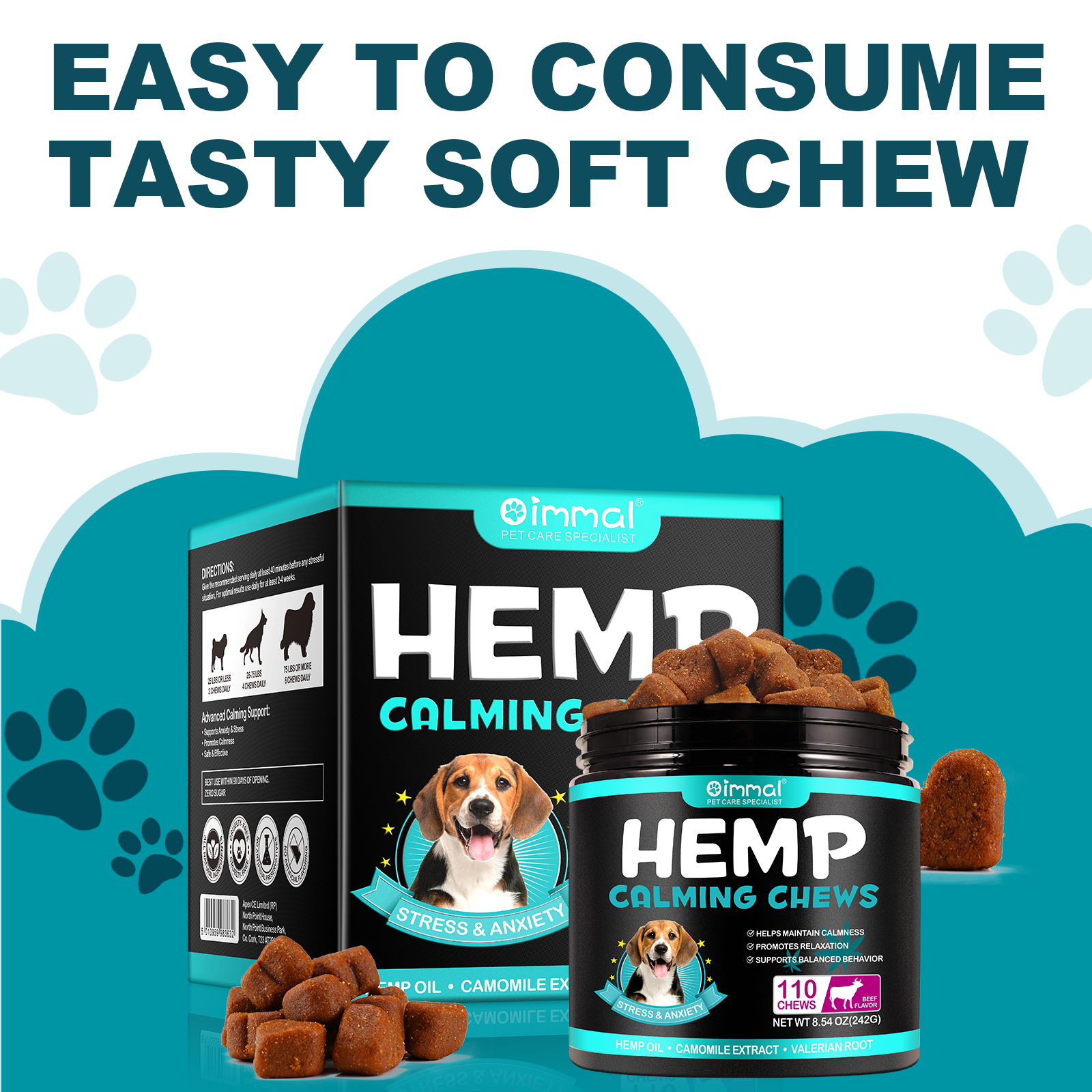 Oimmal Hemp Calming Chews / Beef Flavor