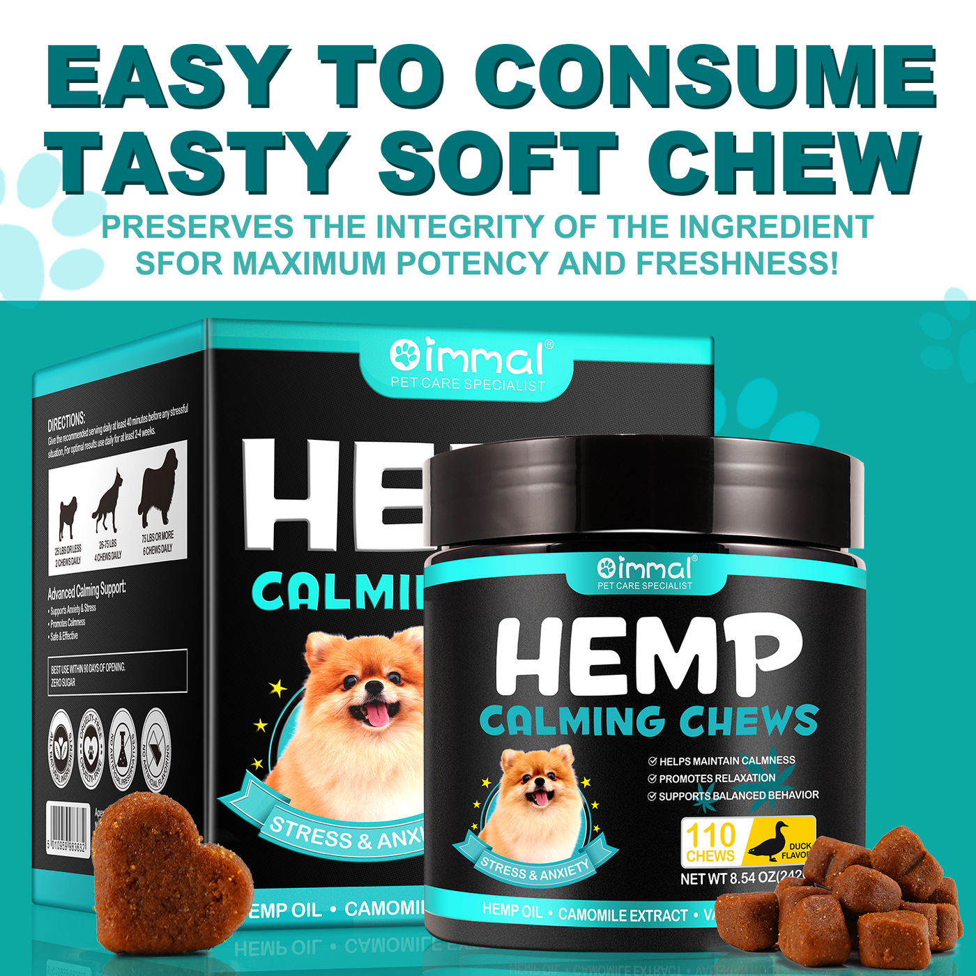 Oimmal Hemp Calming Chews / Duck Flavor