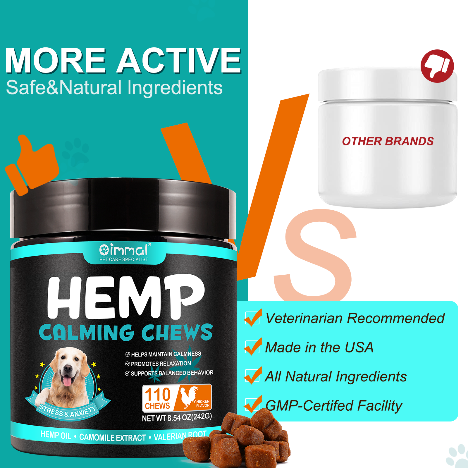 Oimmal Hemp Calming Chews / Chicken Flavor