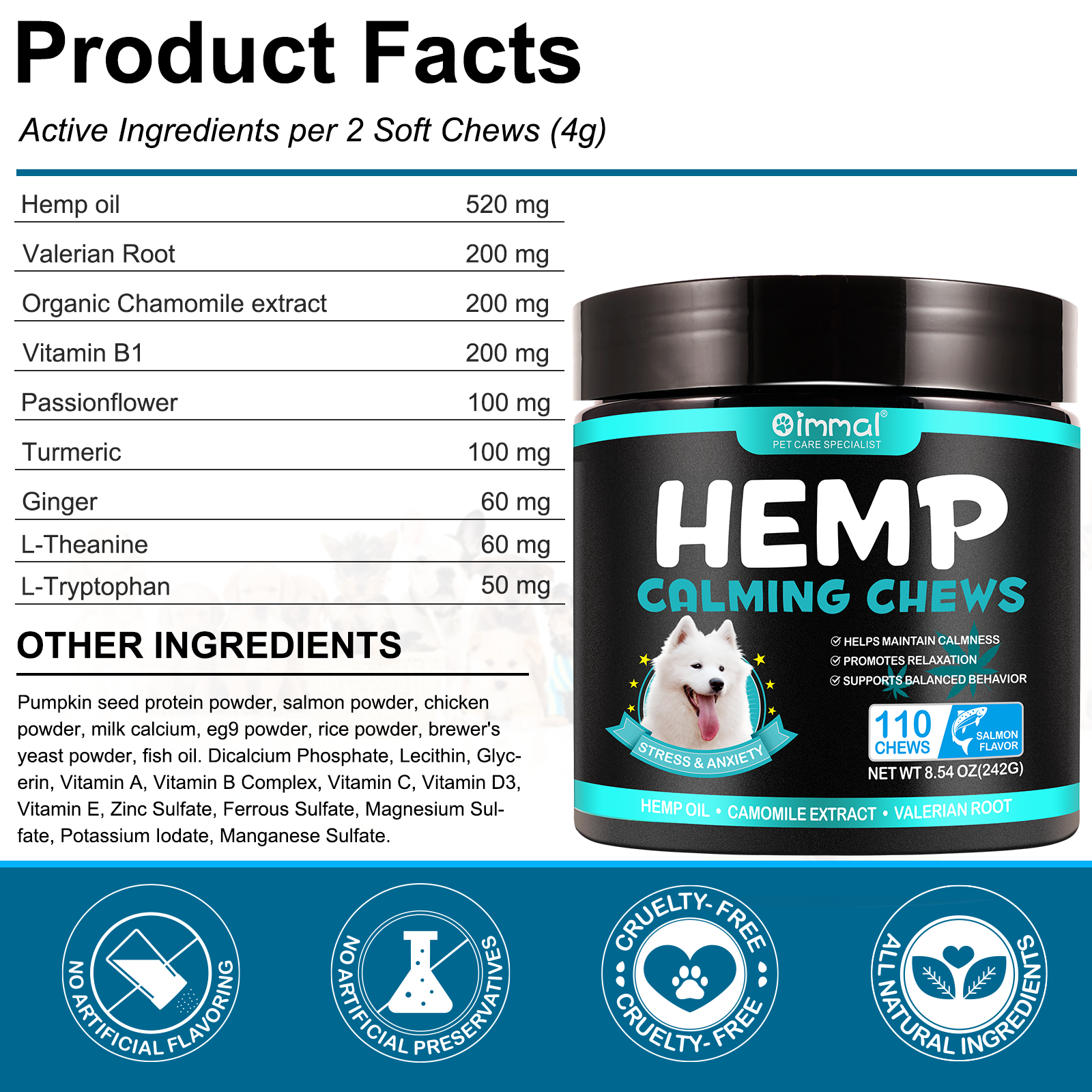 Oimmal Hemp Calming Chews / Salmon Flavor