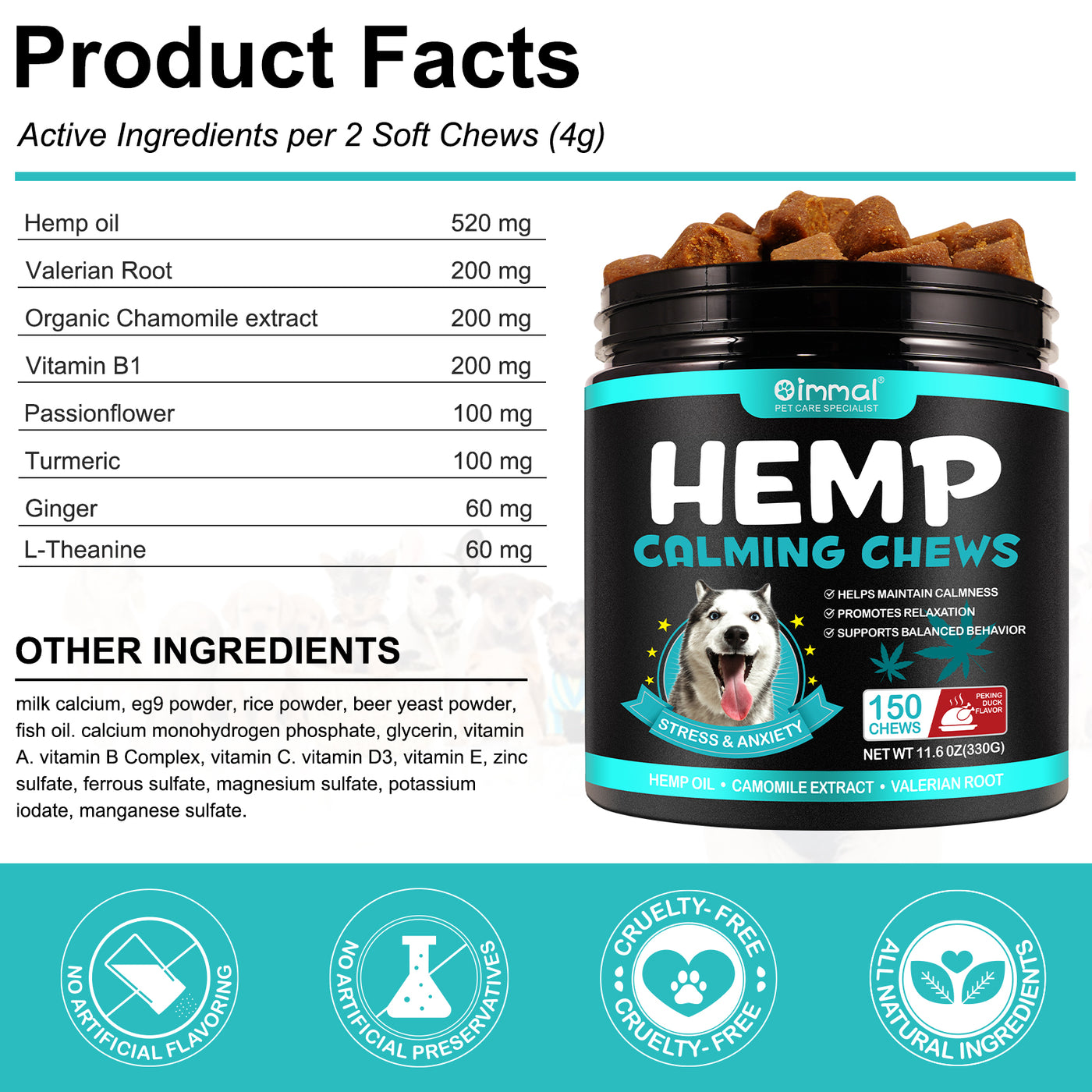 Oimmal Hemp Calming Chews / Peking Duck Flavor