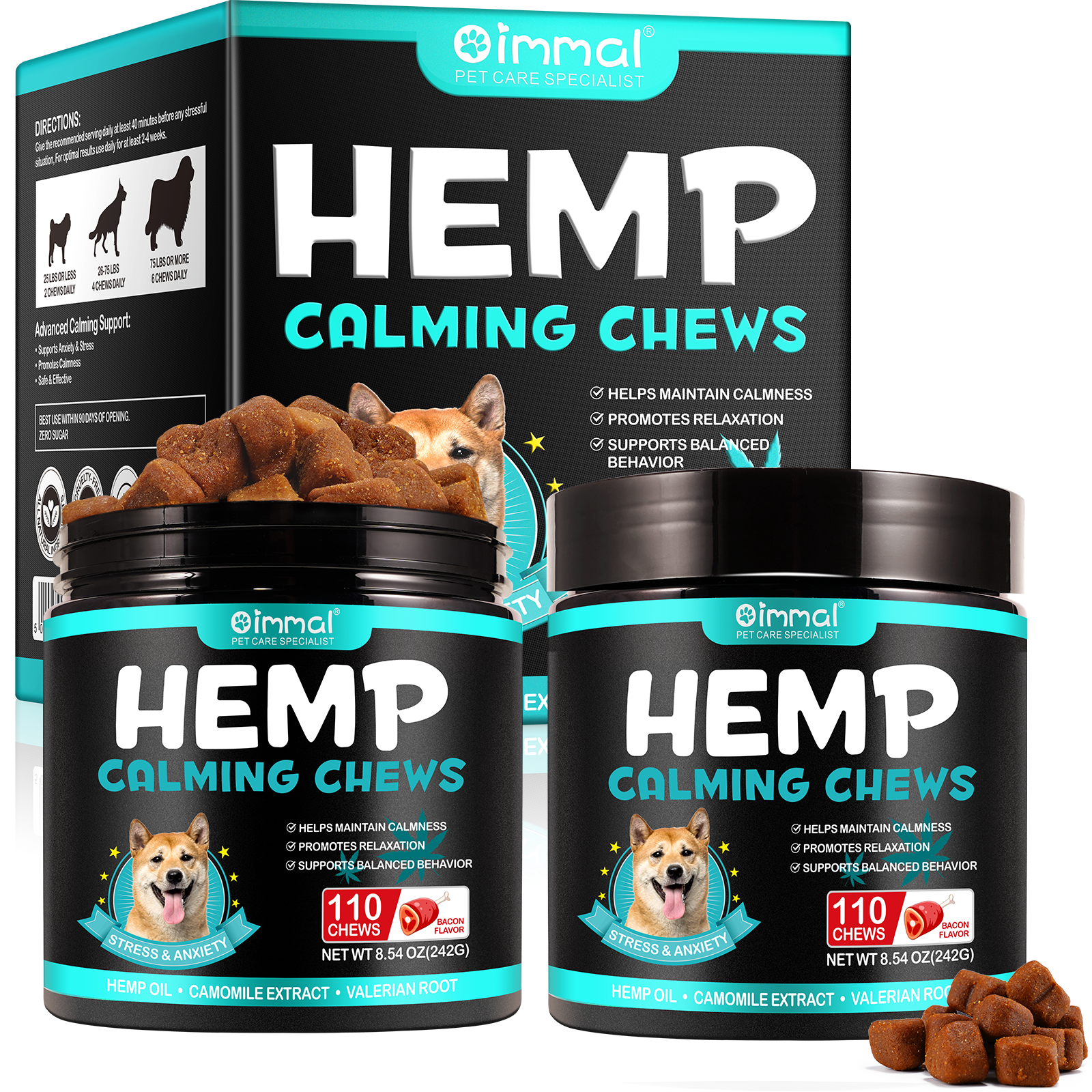 Oimmal Hemp Calming Chews / Bacon Flavor