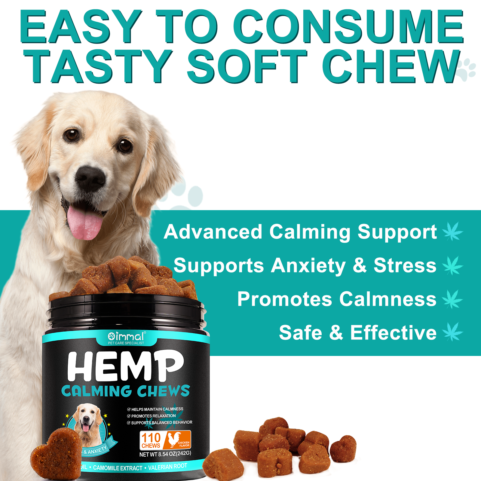 Oimmal Hemp Calming Chews / Chicken Flavor